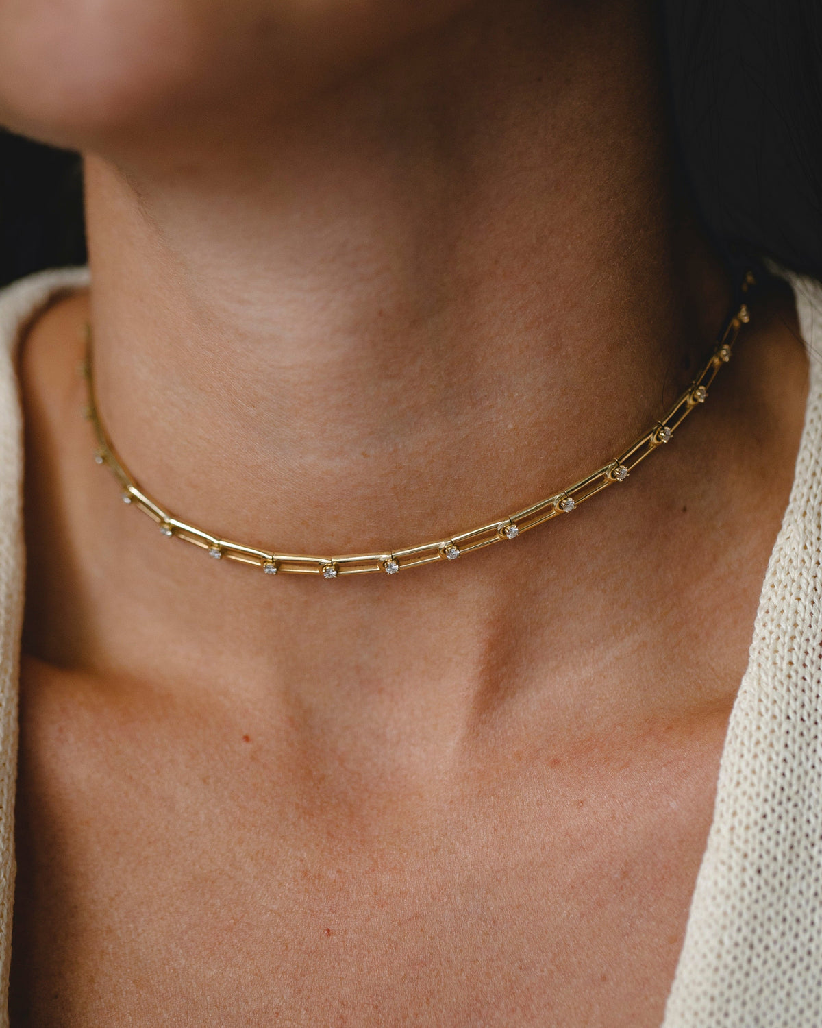 Choker Necklace 07 White Diamonds