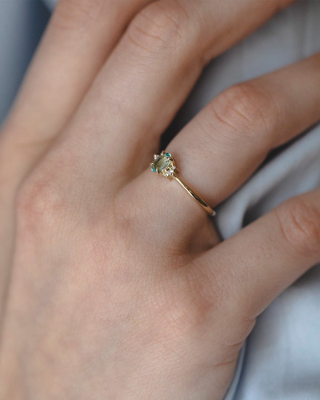 Ella Ring with Aquamarine and Diamonds