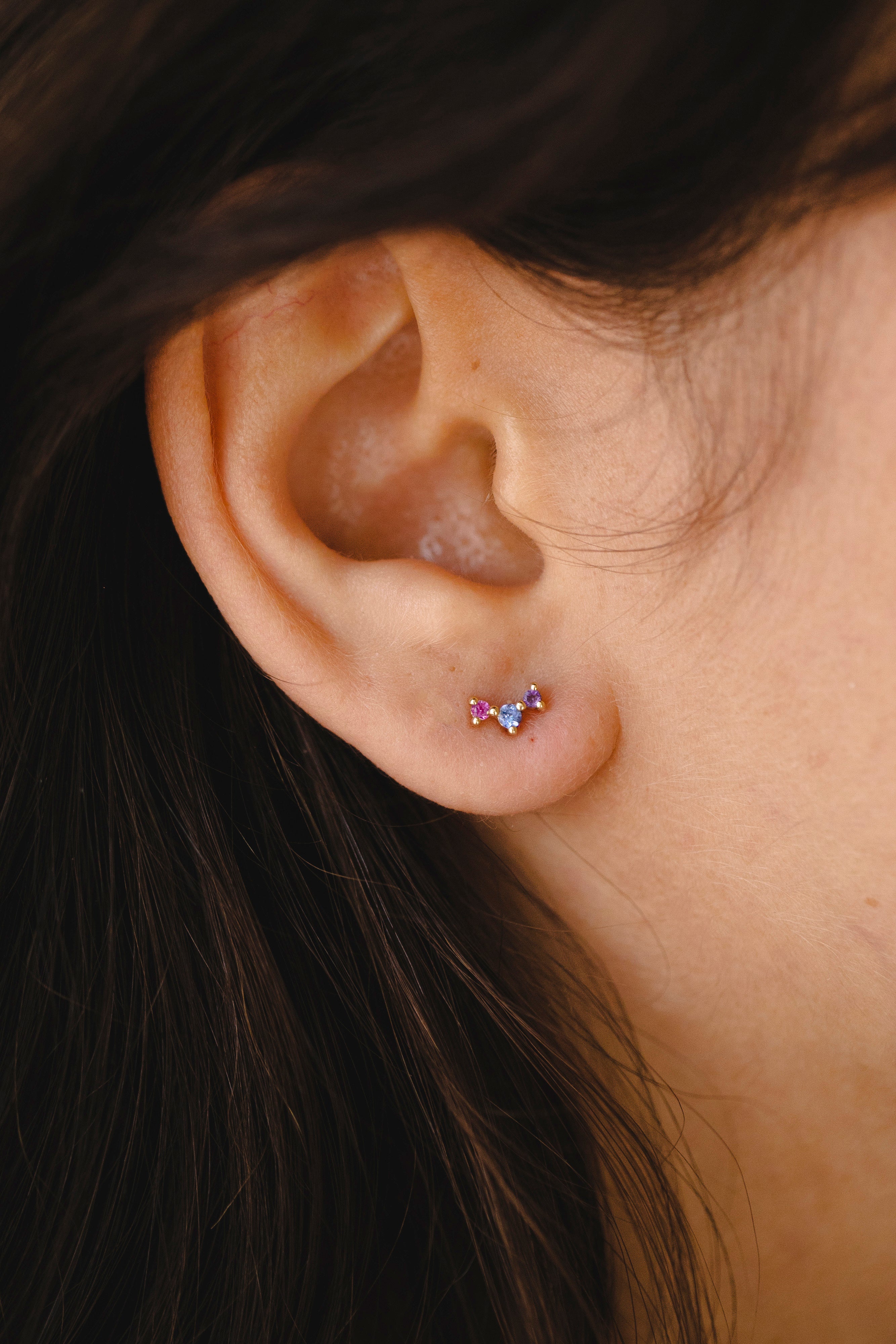 Frida Piercing Earring With Rainbow Stones