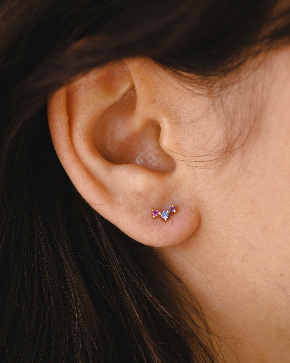 Frida Piercing Earring With Rainbow Stones