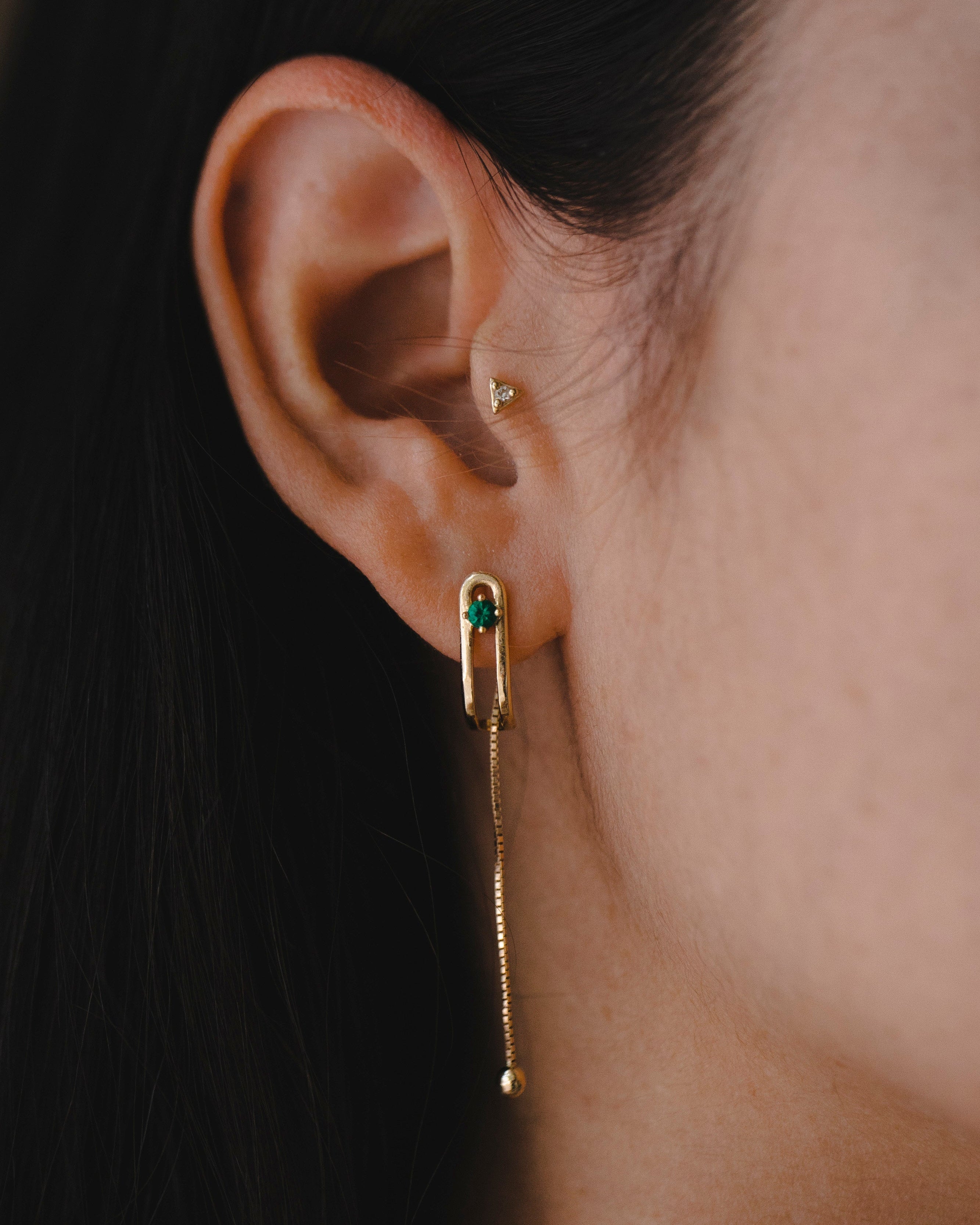 Earring 12 - Emerald & White Diamonds
