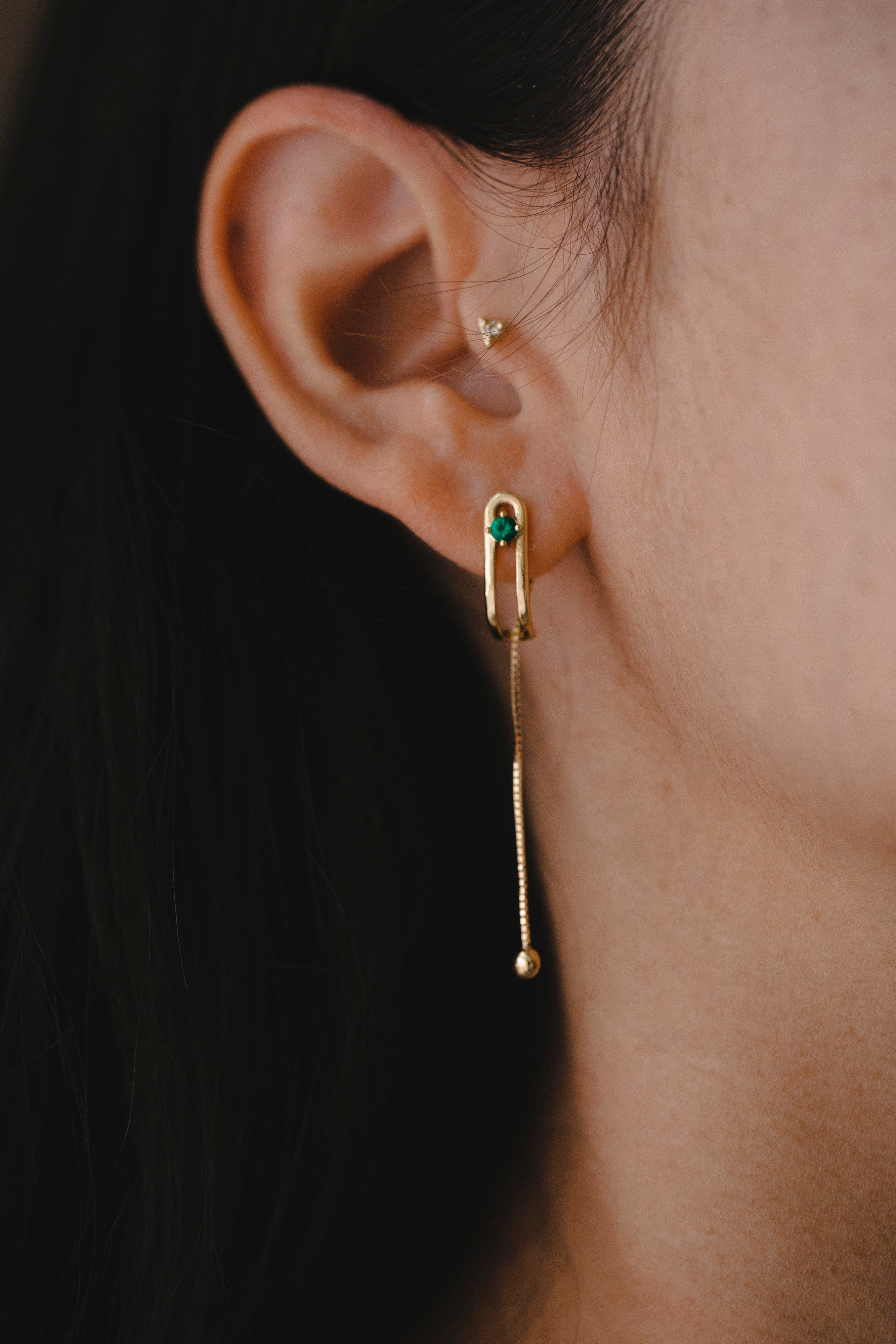 Earring 12 - Emerald & White Diamond