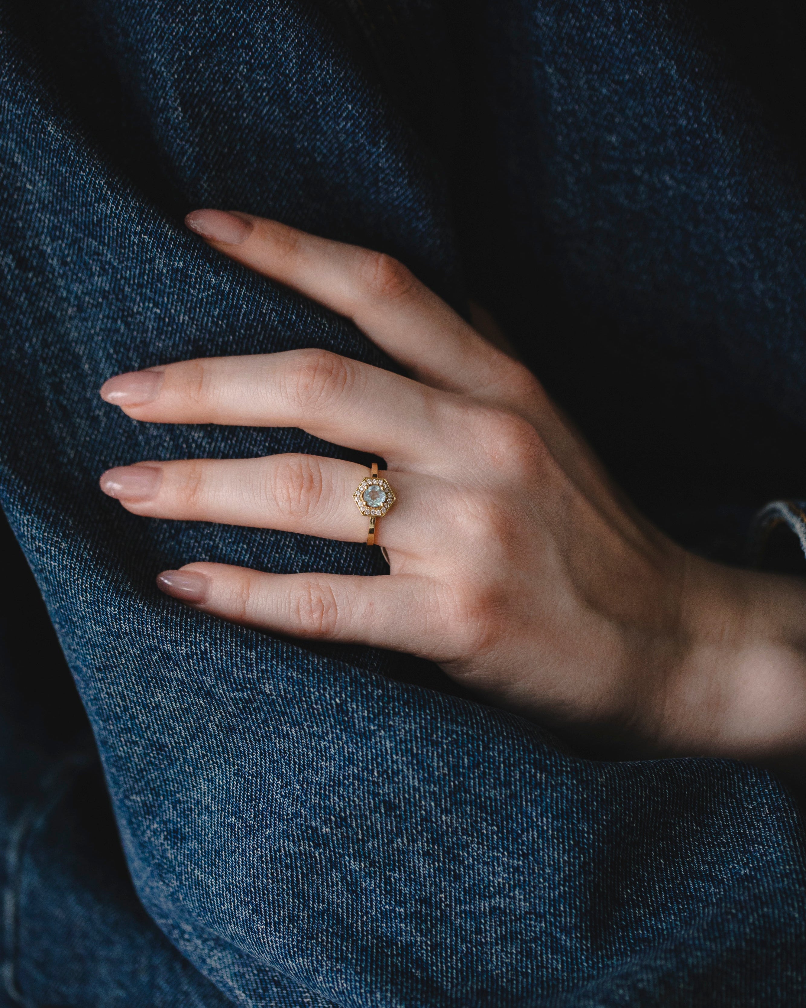 Amy Gold Ring with Aquamarine