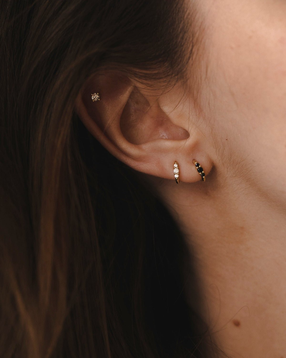 Audrey Mini Hoop Earring with White Diamonds