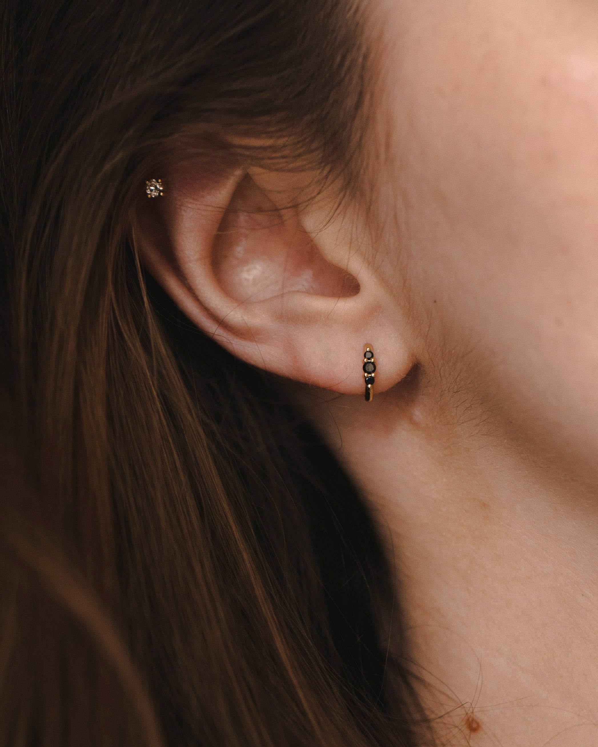 Audrey small Hoop With Black Diamonds