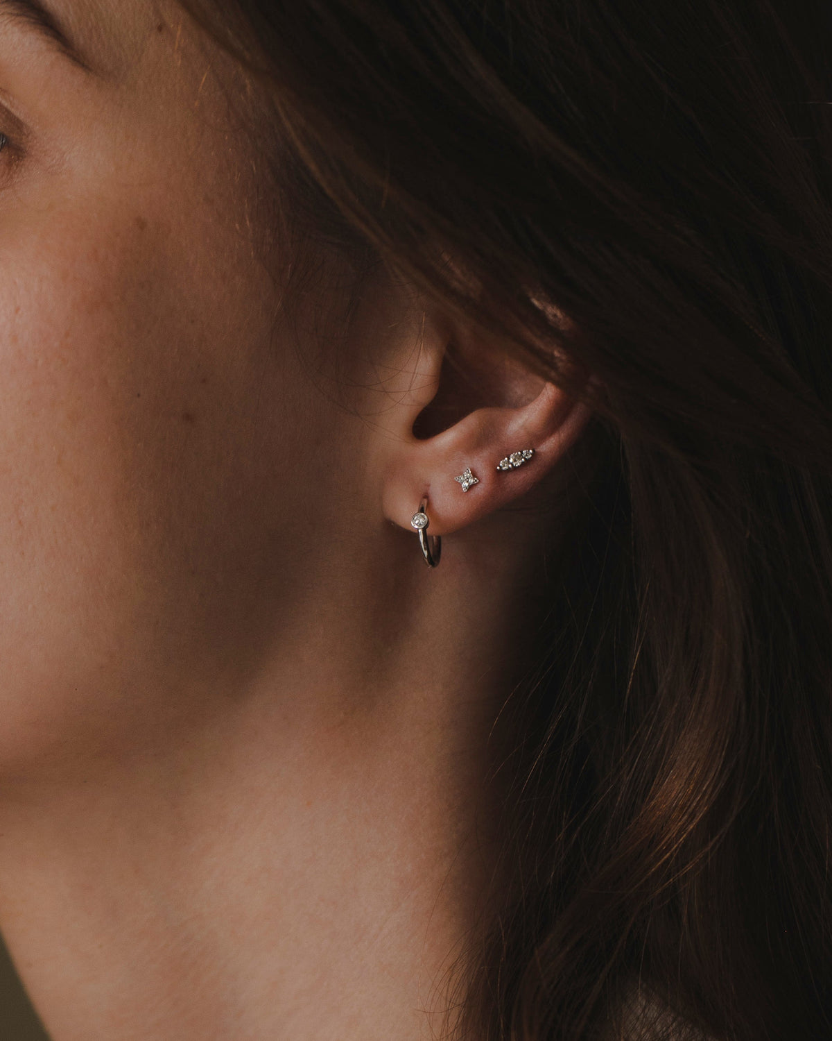 Alexis Hoop Gold Earring with White Diamond