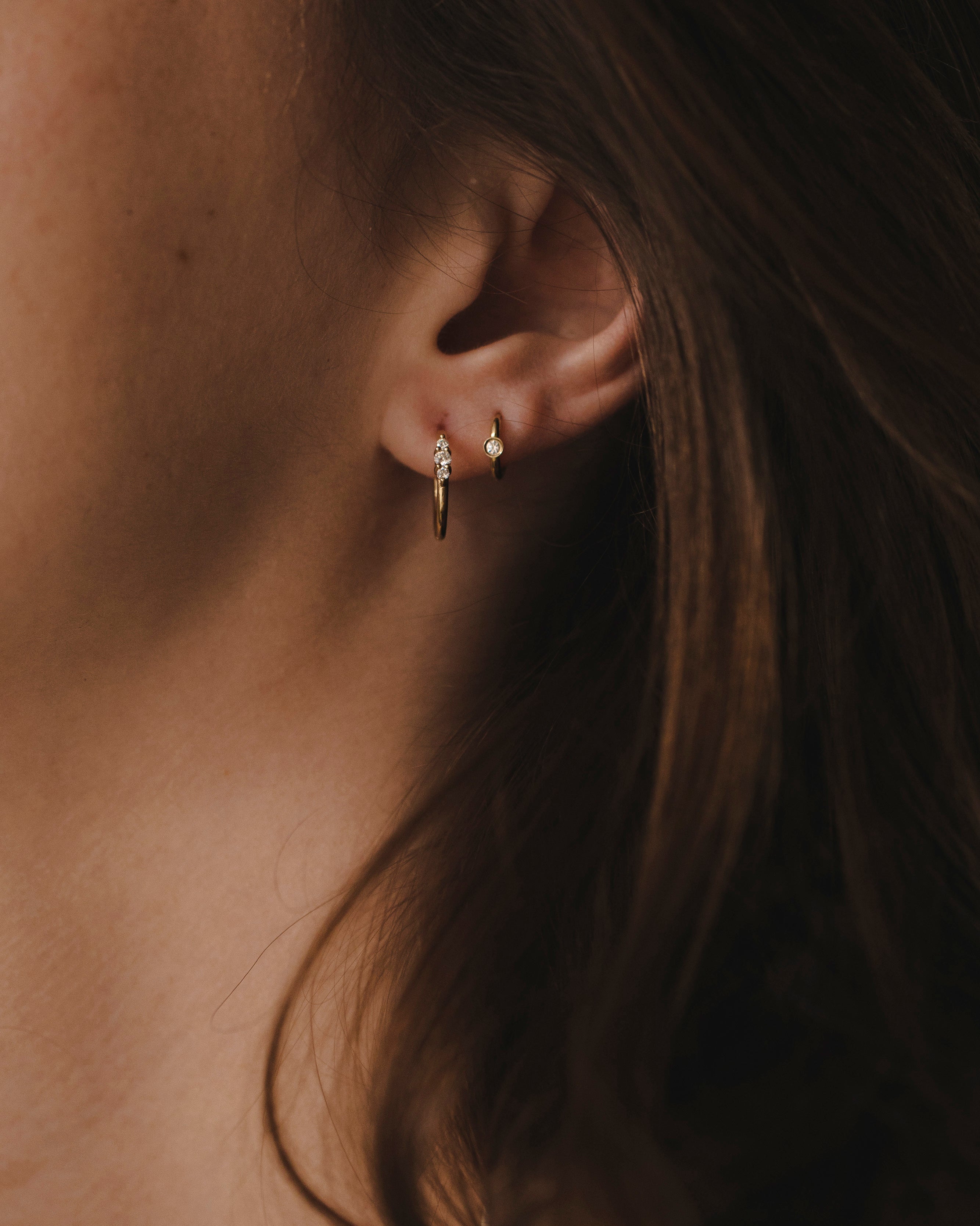 Large Audrey Hoop Earring with White Diamonds