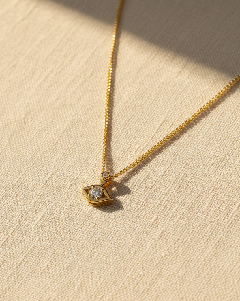 Evil Eye Gold Necklace Diamonds