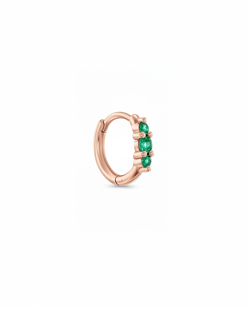 Audrey Mini Hoop With Emerald