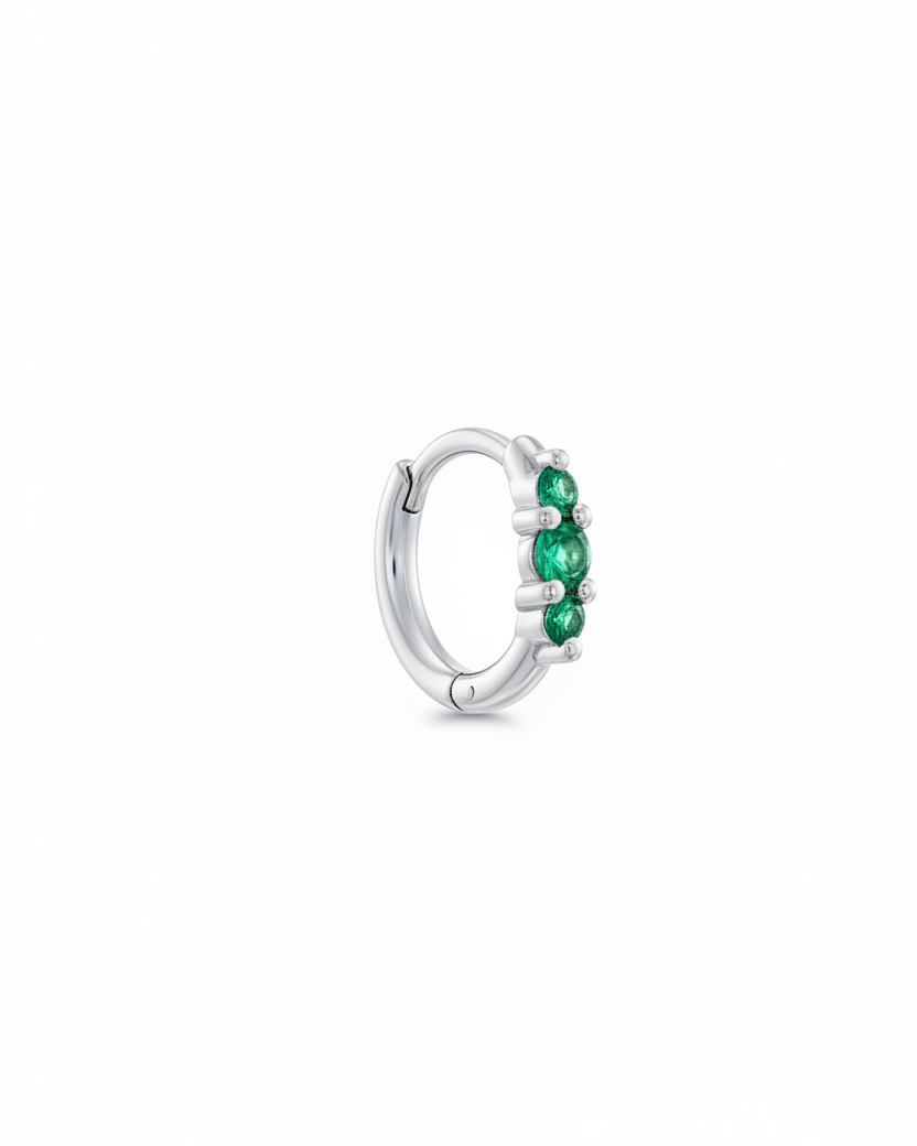 Audrey Mini Hoop With Emerald