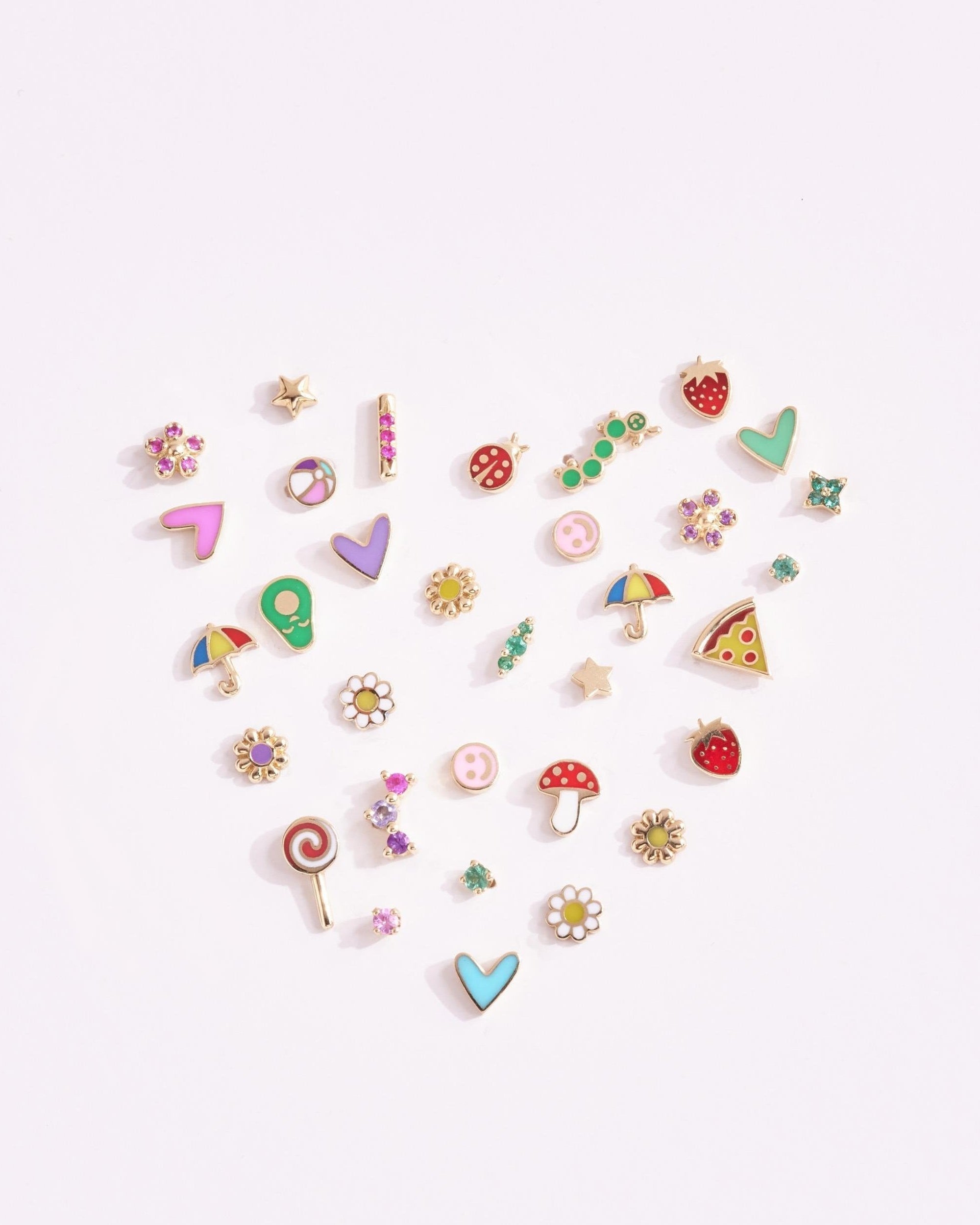 Green Heart Gold Enamel Earring