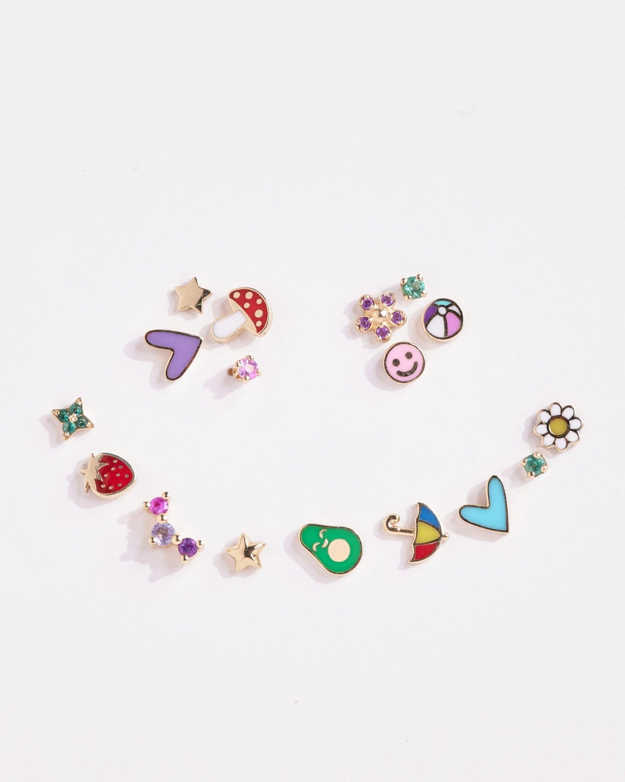 Purple Heart Gold Enamel Earring