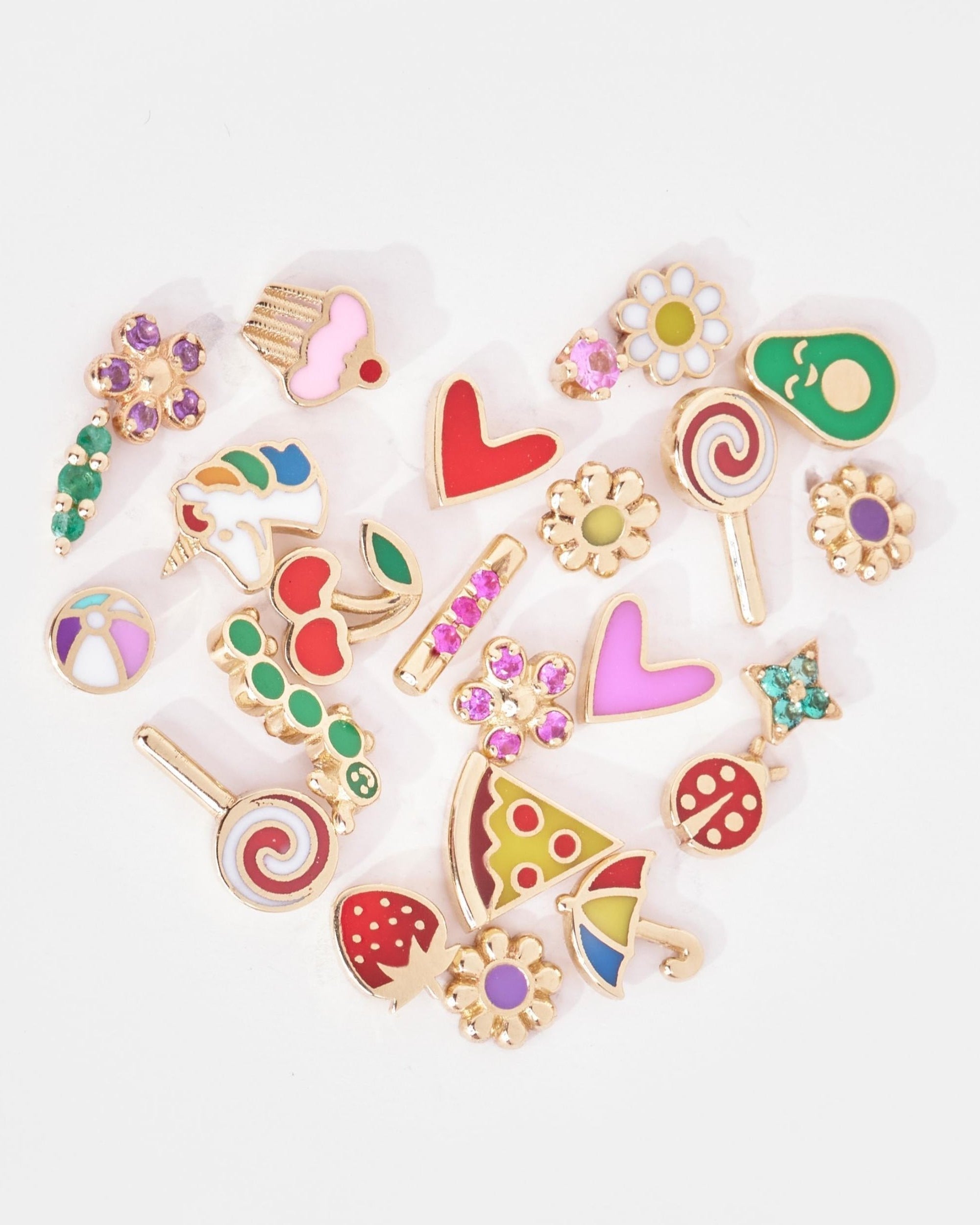 Red Heart Gold Enamel Earring
