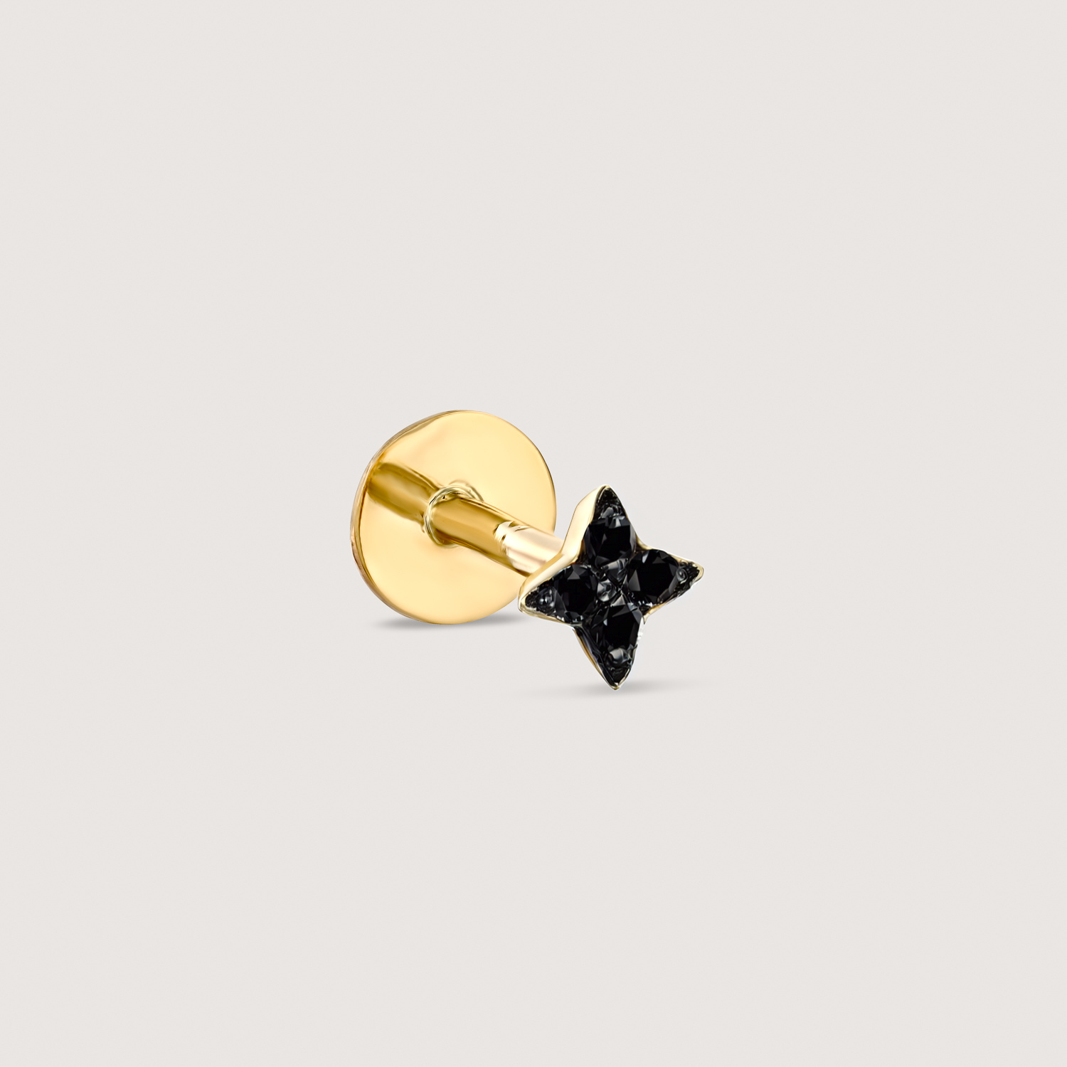 Mini Venus Piercing Gold Earring Black Diamonds
