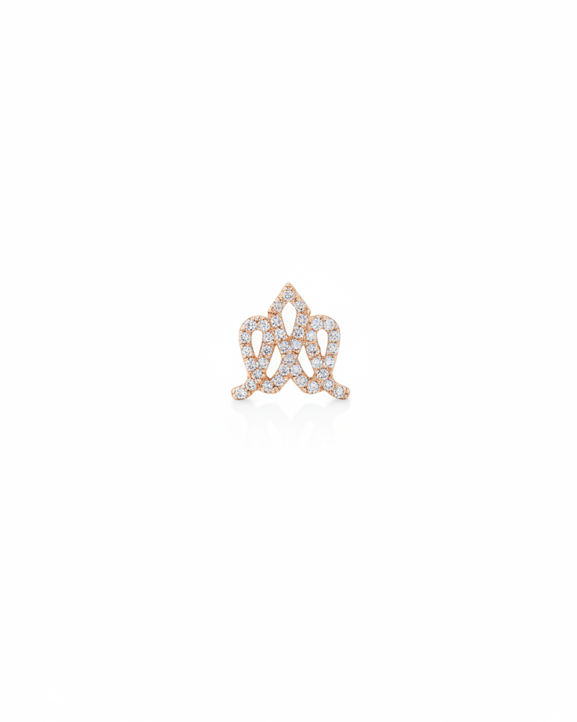 Crown Gold Earring with Diamonds