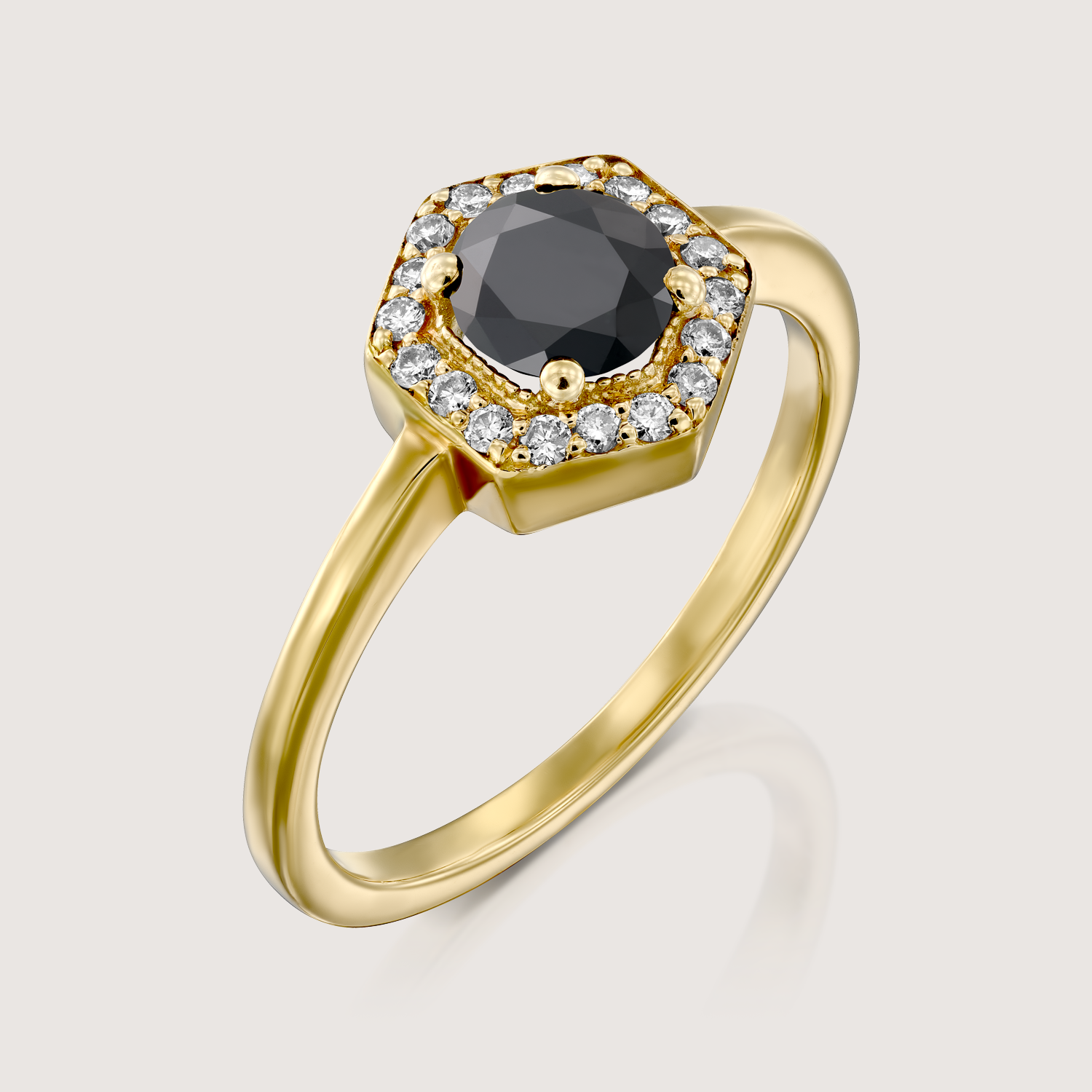 Amy Gold Ring Black 5mm Diamond