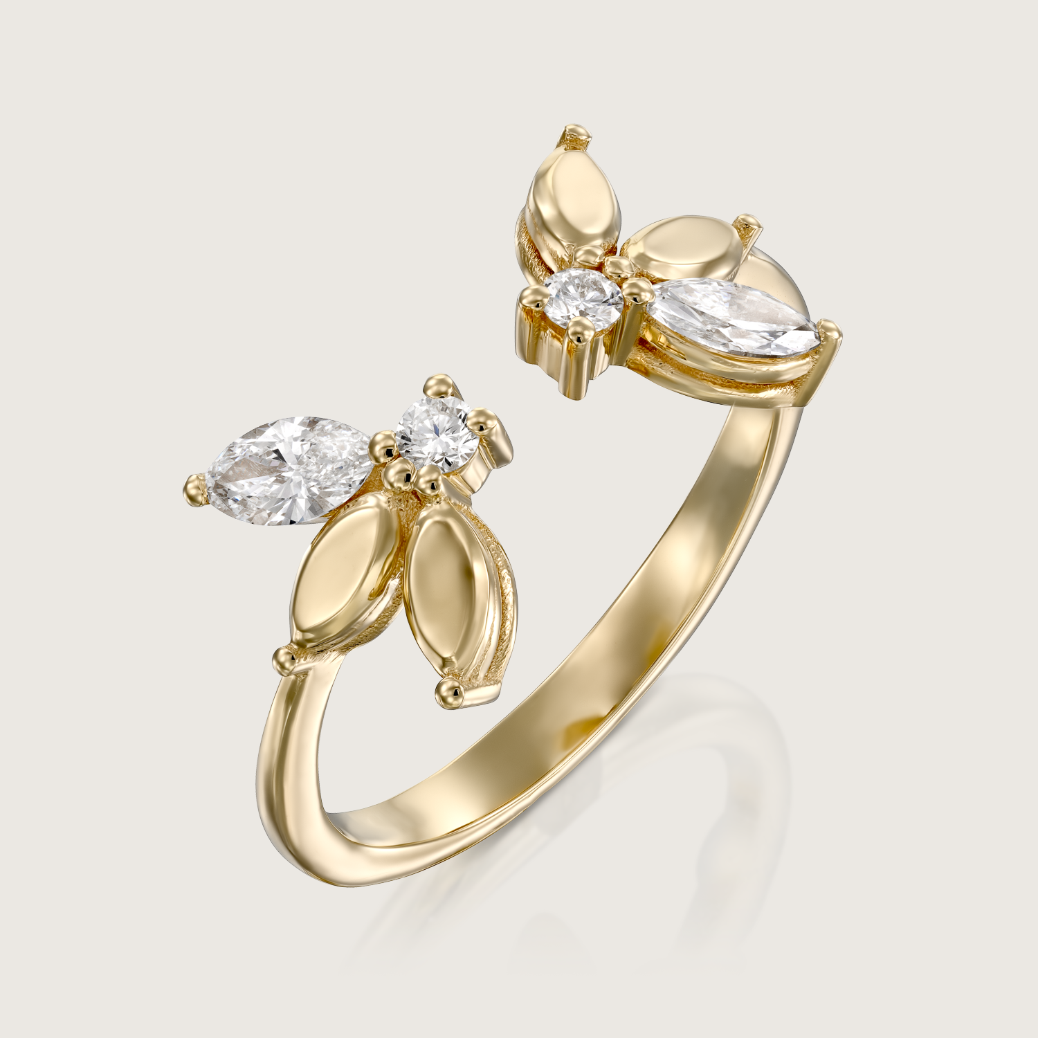 Enlarged Jeanne Bécu Open Gold Ring