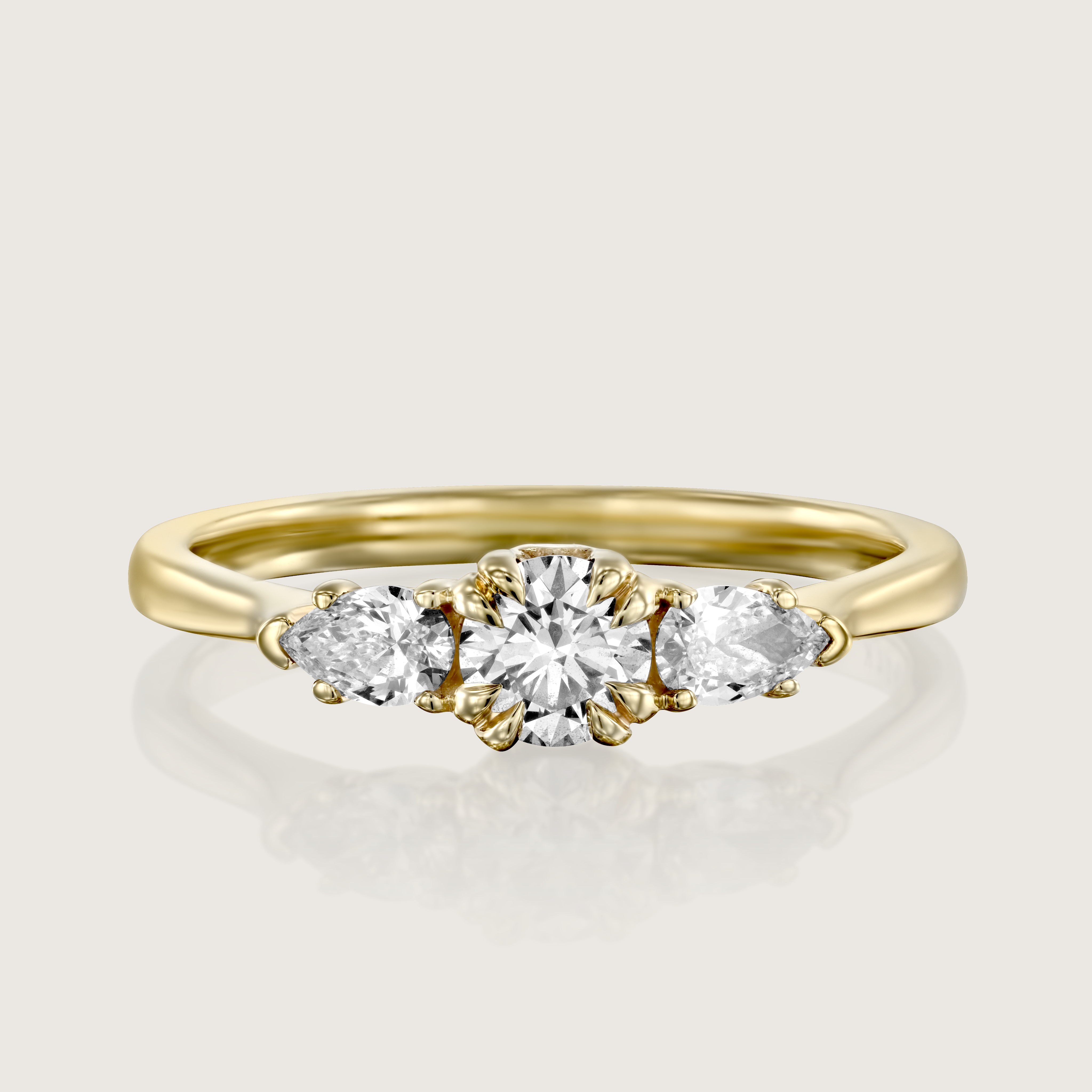 Emma 4mm Gold Ring White Diamonds