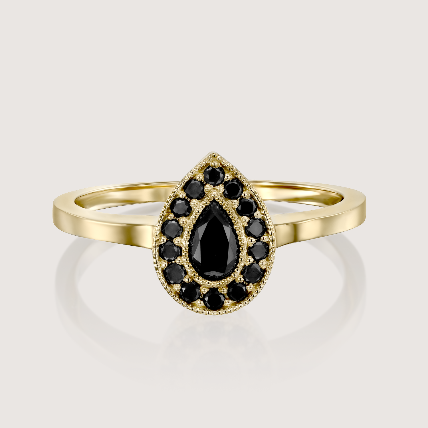 Luna Gold Ring Black Diamonds