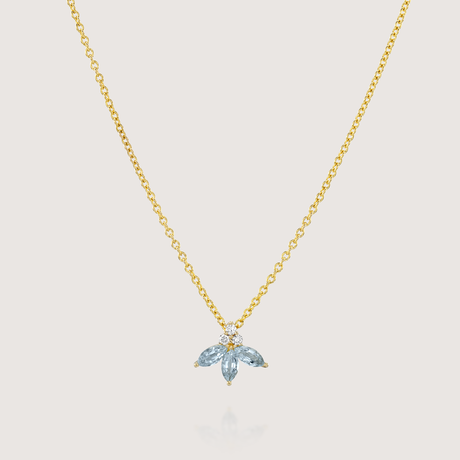 Jeanne Poisson Necklace Aquamarine & Diamonds