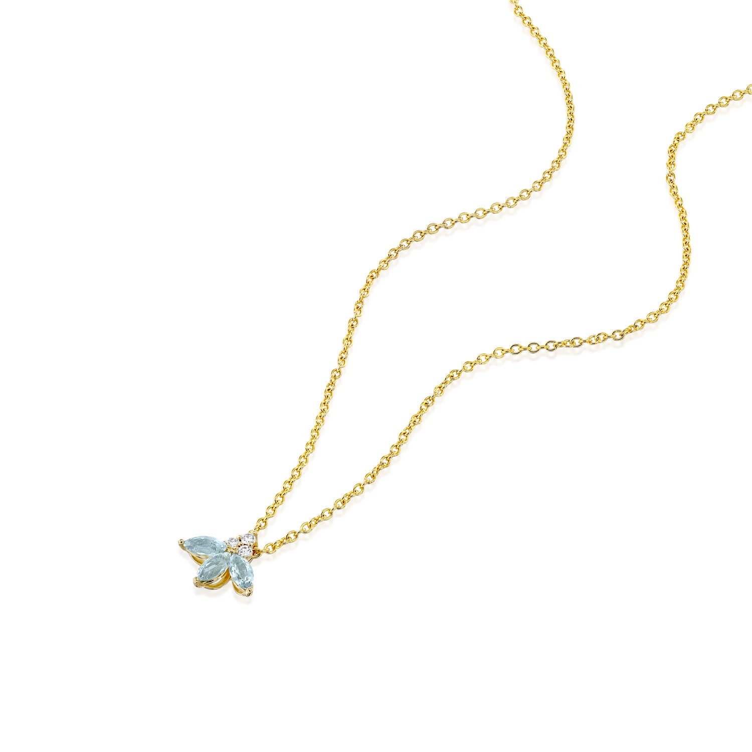 Jeanne Poisson Necklace Aquamarine & Diamonds