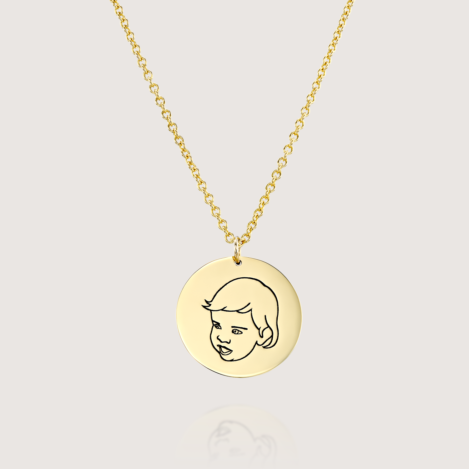 Chiara Gold Necklace Portrait & Name Engraving
