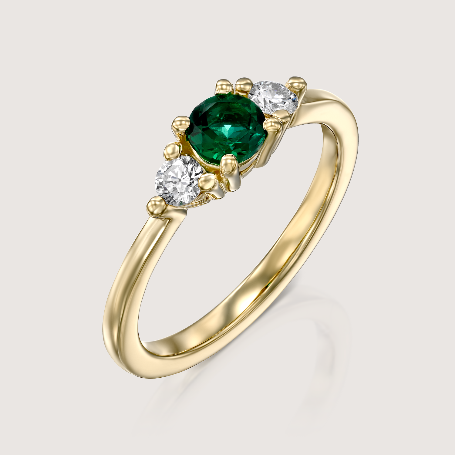 Audrey Gold Ring 4.5mm Emerald & Diamond