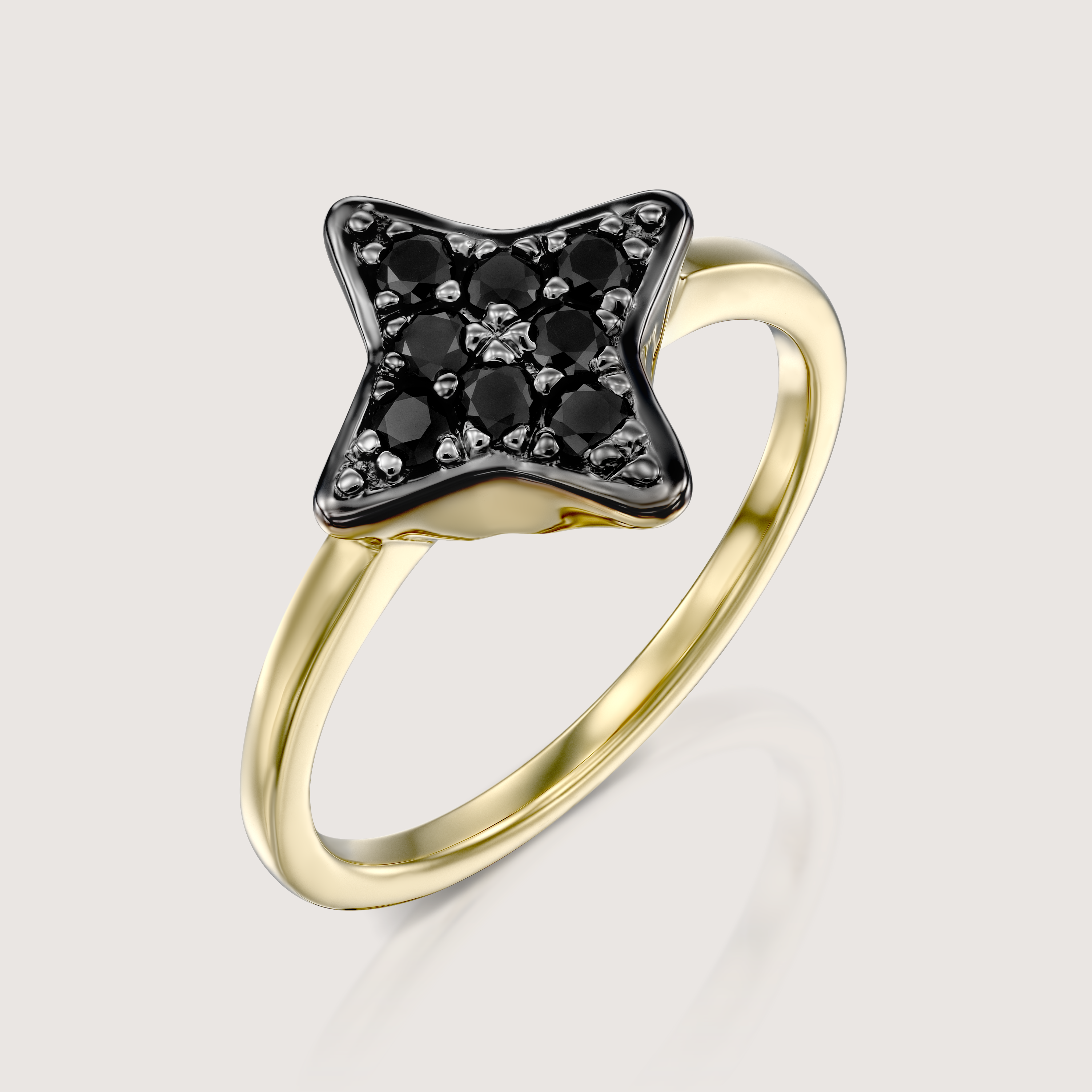 Cassiopeia Gold Ring With Black Diamonds