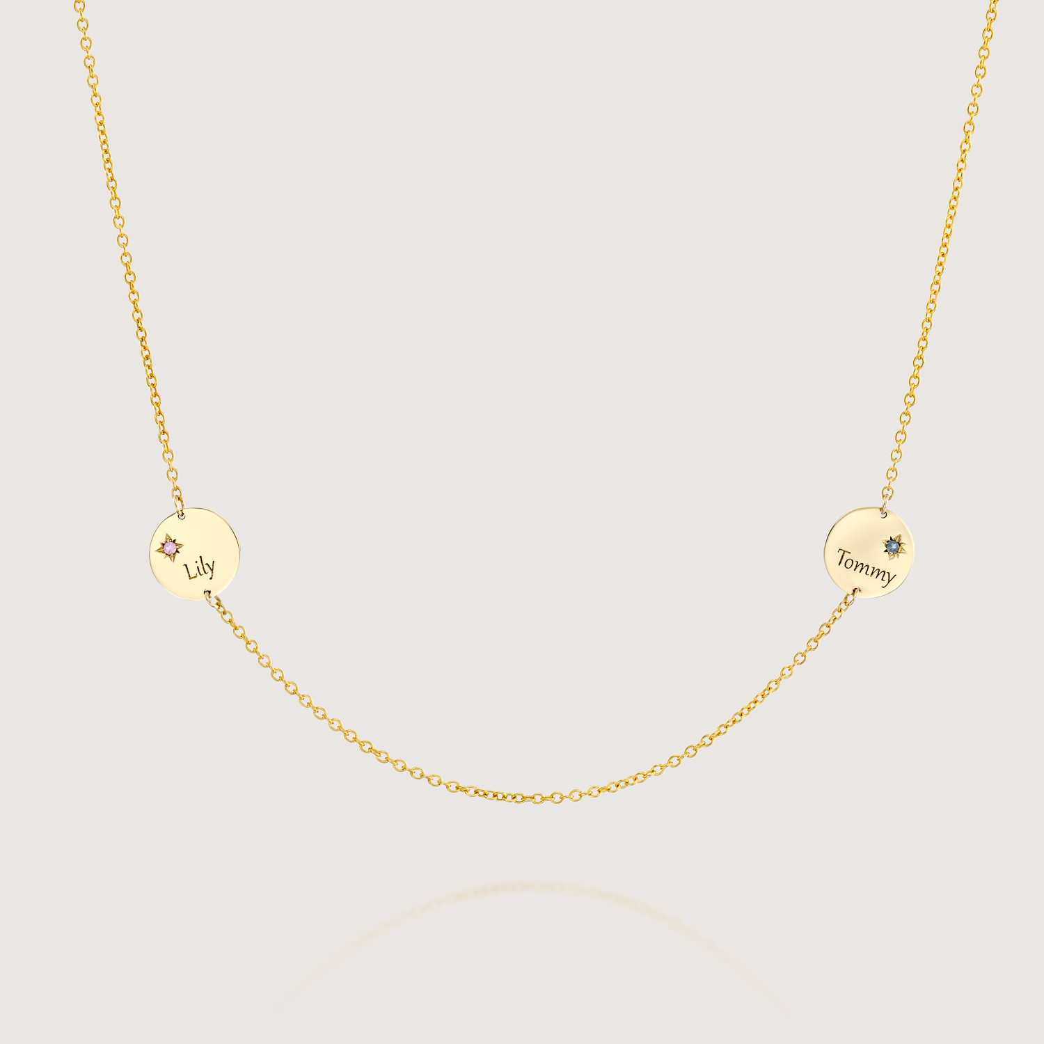 Two Chiara Gold Necklace with Star Setting & Engraving