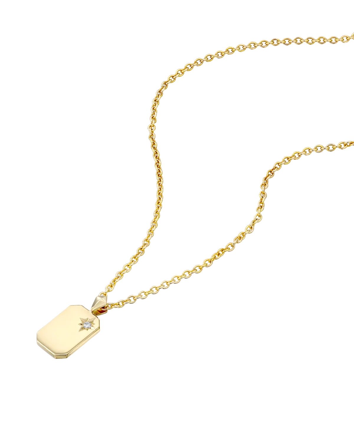 Small Tag Necklace with Diamond