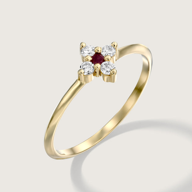 Beth Ring With Ruby And White Diamonds
