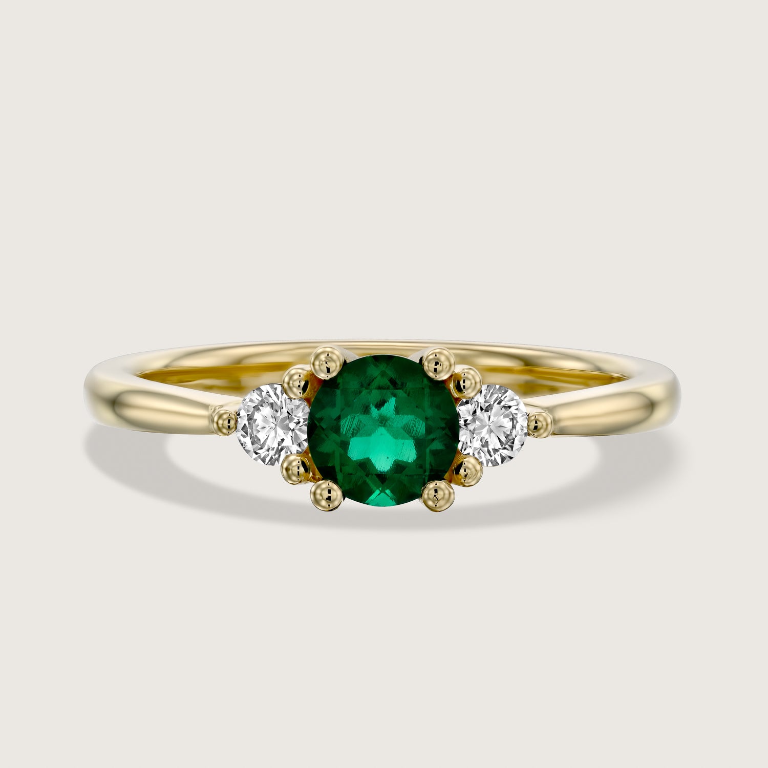 Audrey Gold Ring 4.5mm Emerald & Diamond