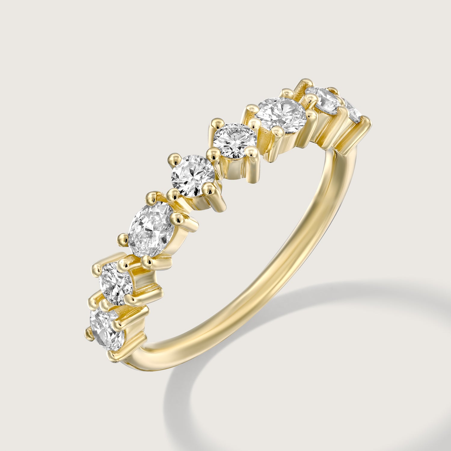 Queen E Gold Ring with White Diamonds