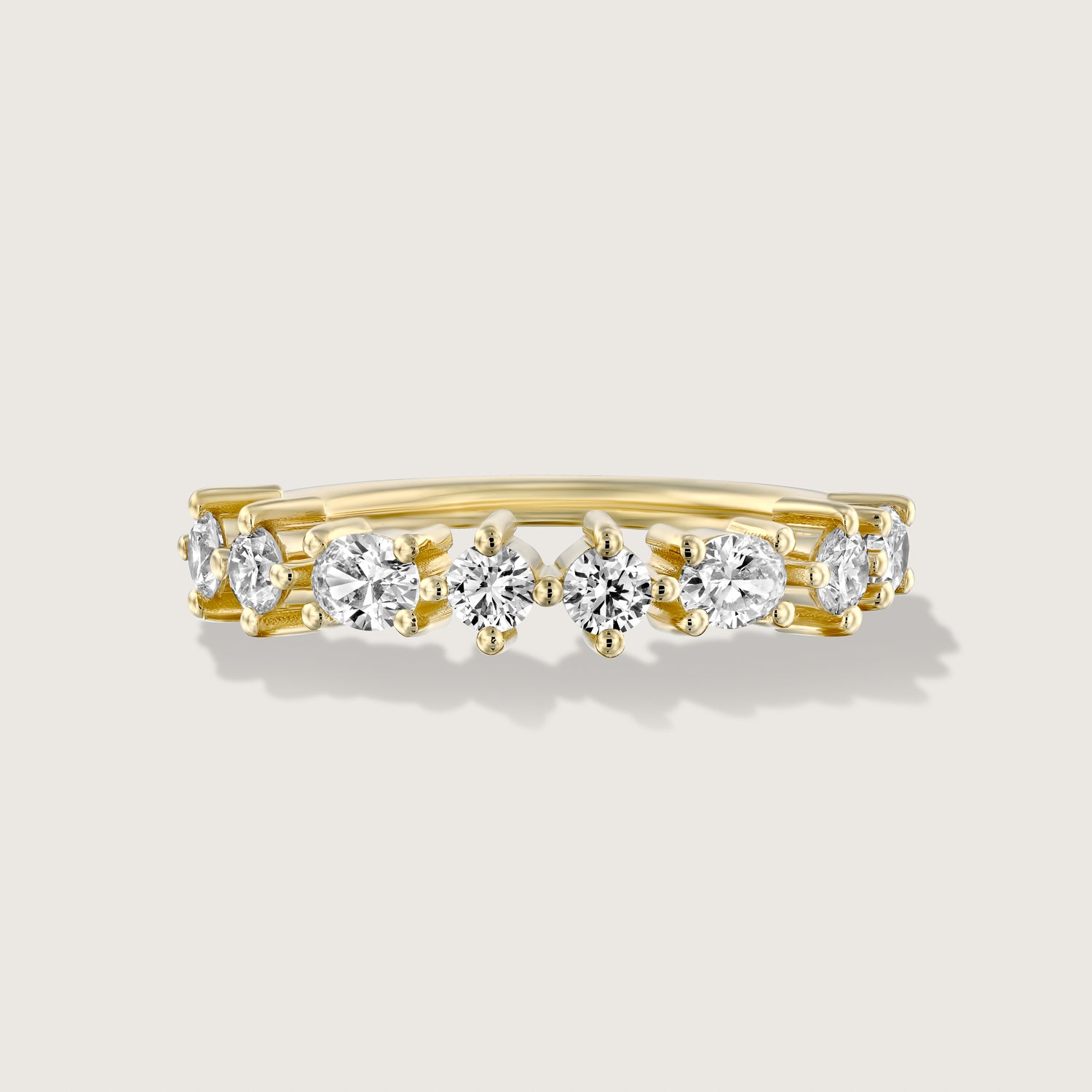 Queen E Gold Ring with White Diamonds