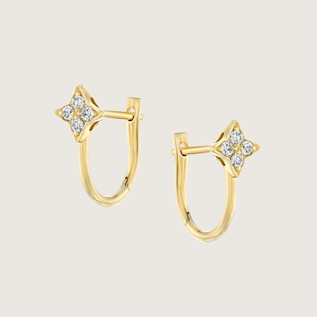 Venus English Hoop Earring With White Diamonds