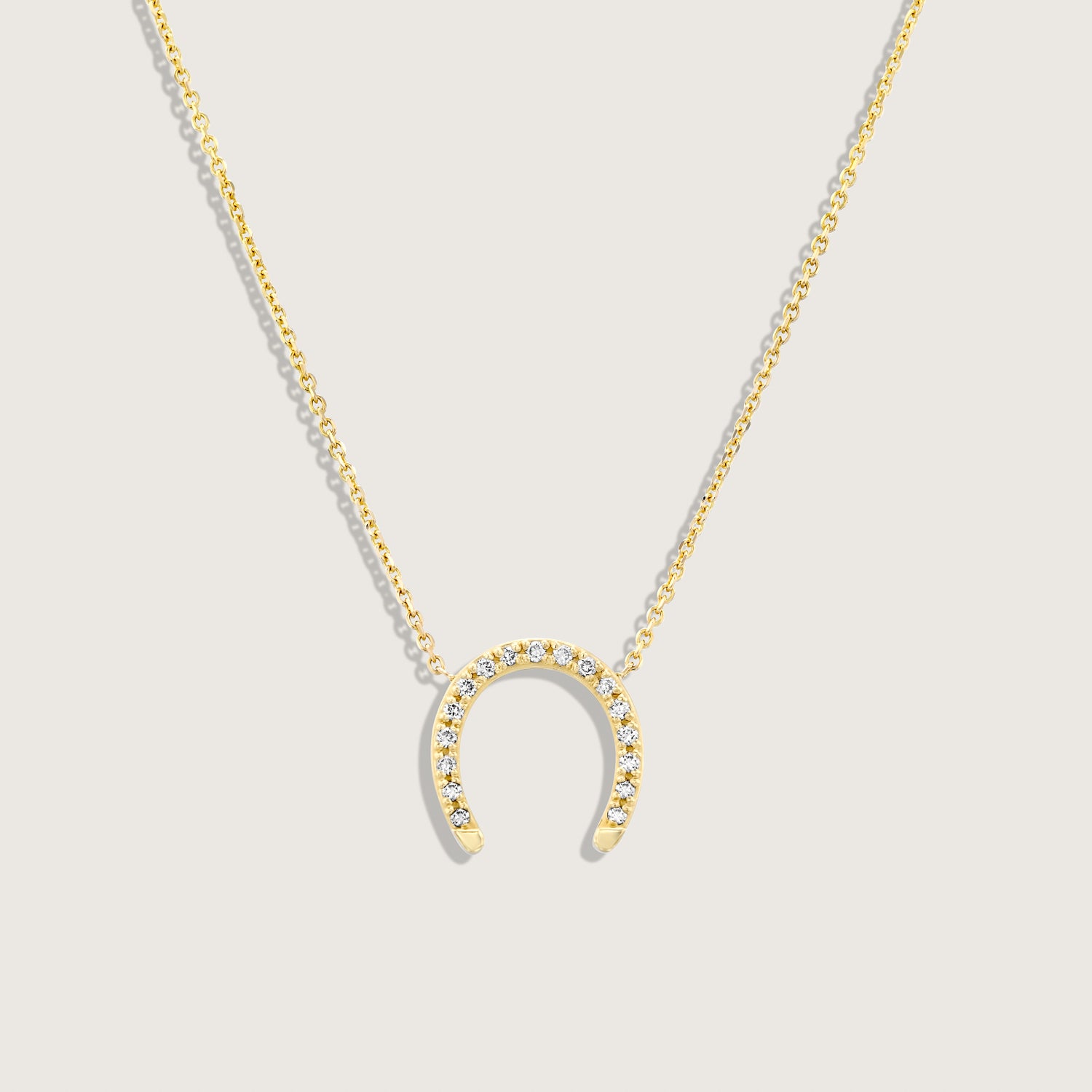 Large Horseshoe Gold Necklace White Diamond