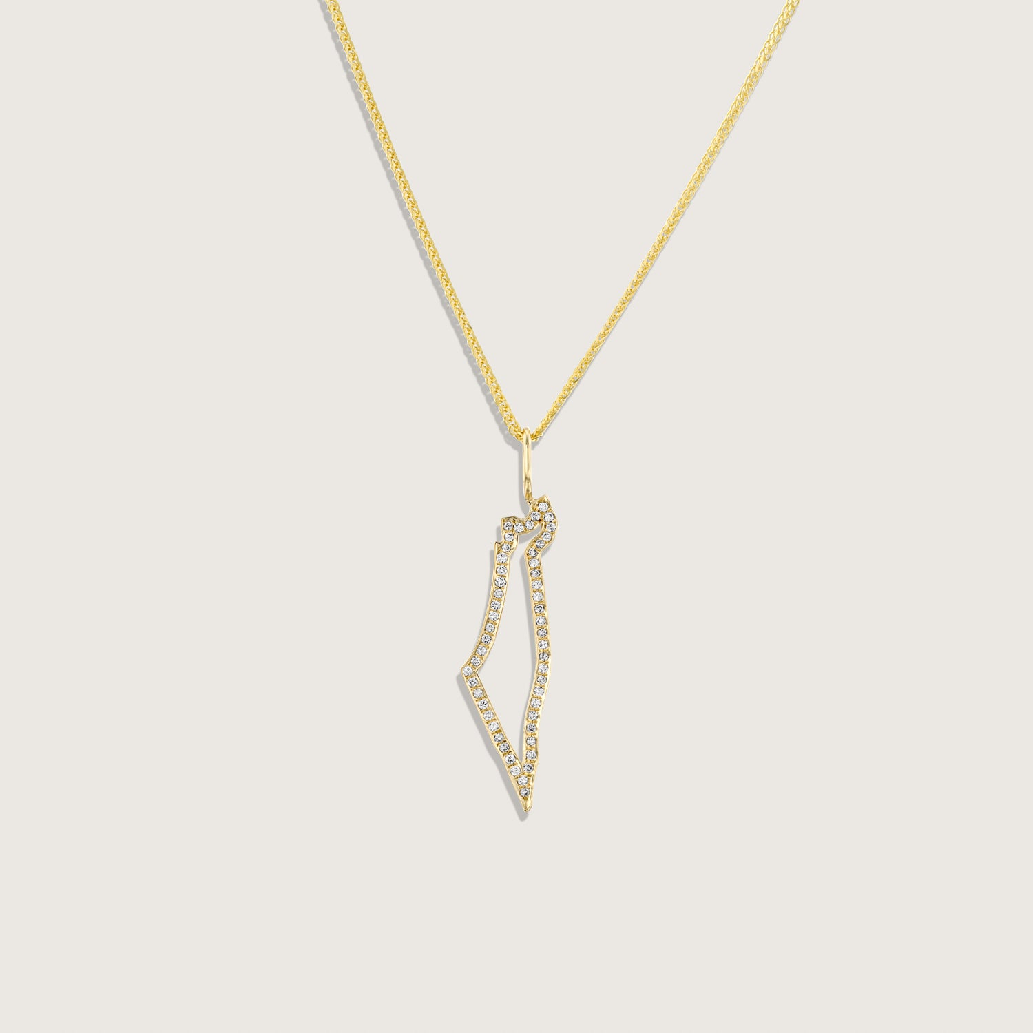 Israel Frame Gold Necklace With White Diamonds