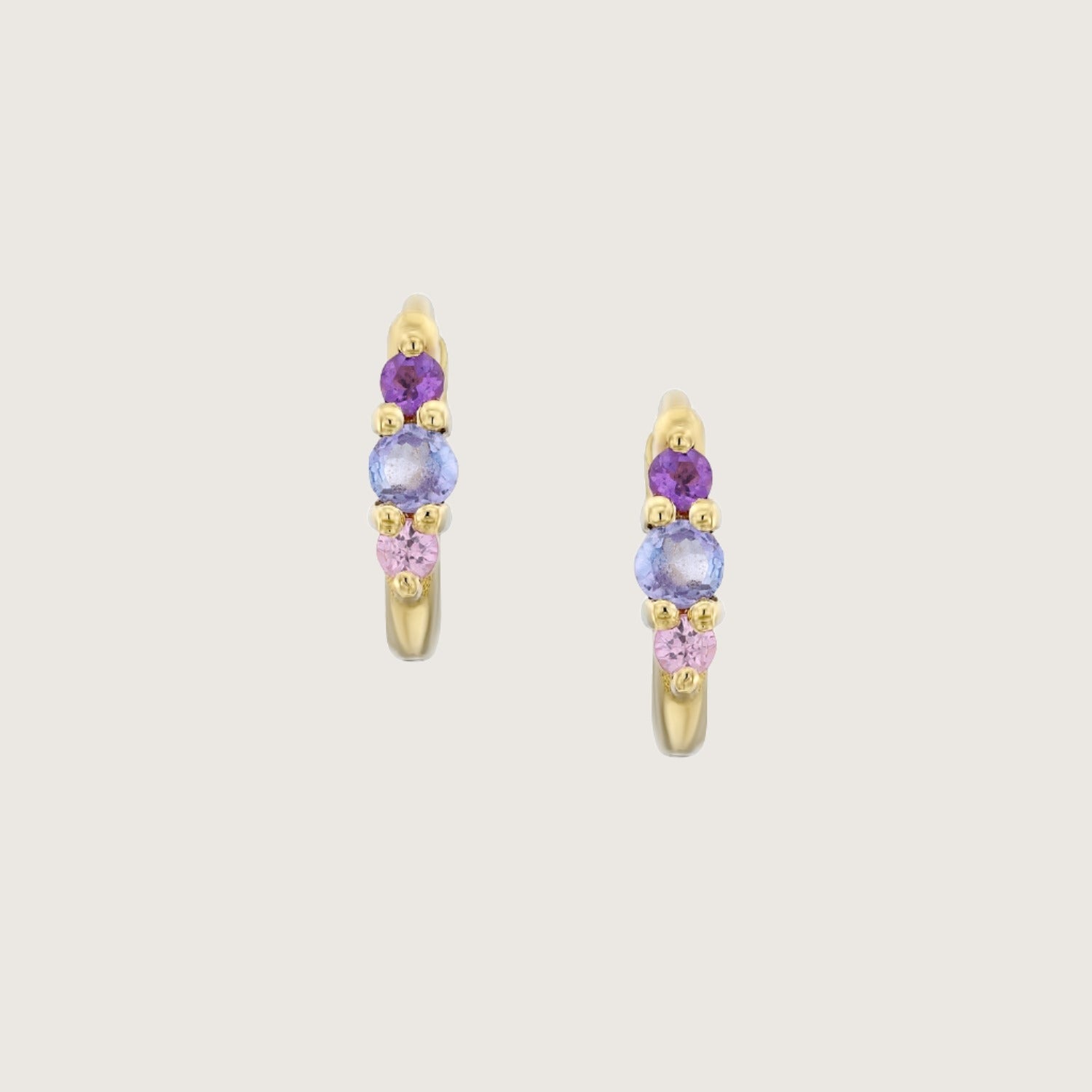 Audrey Mini Hoop Earring with purple stones