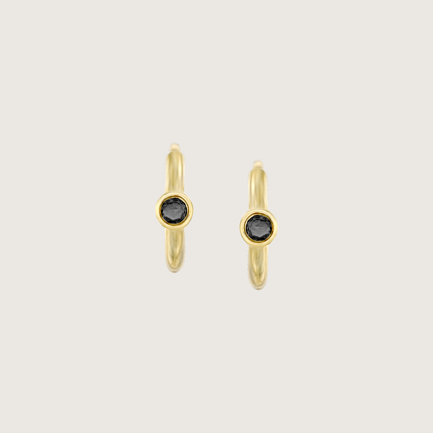 Alexis mini Hoop Gold Earring with Black Diamond