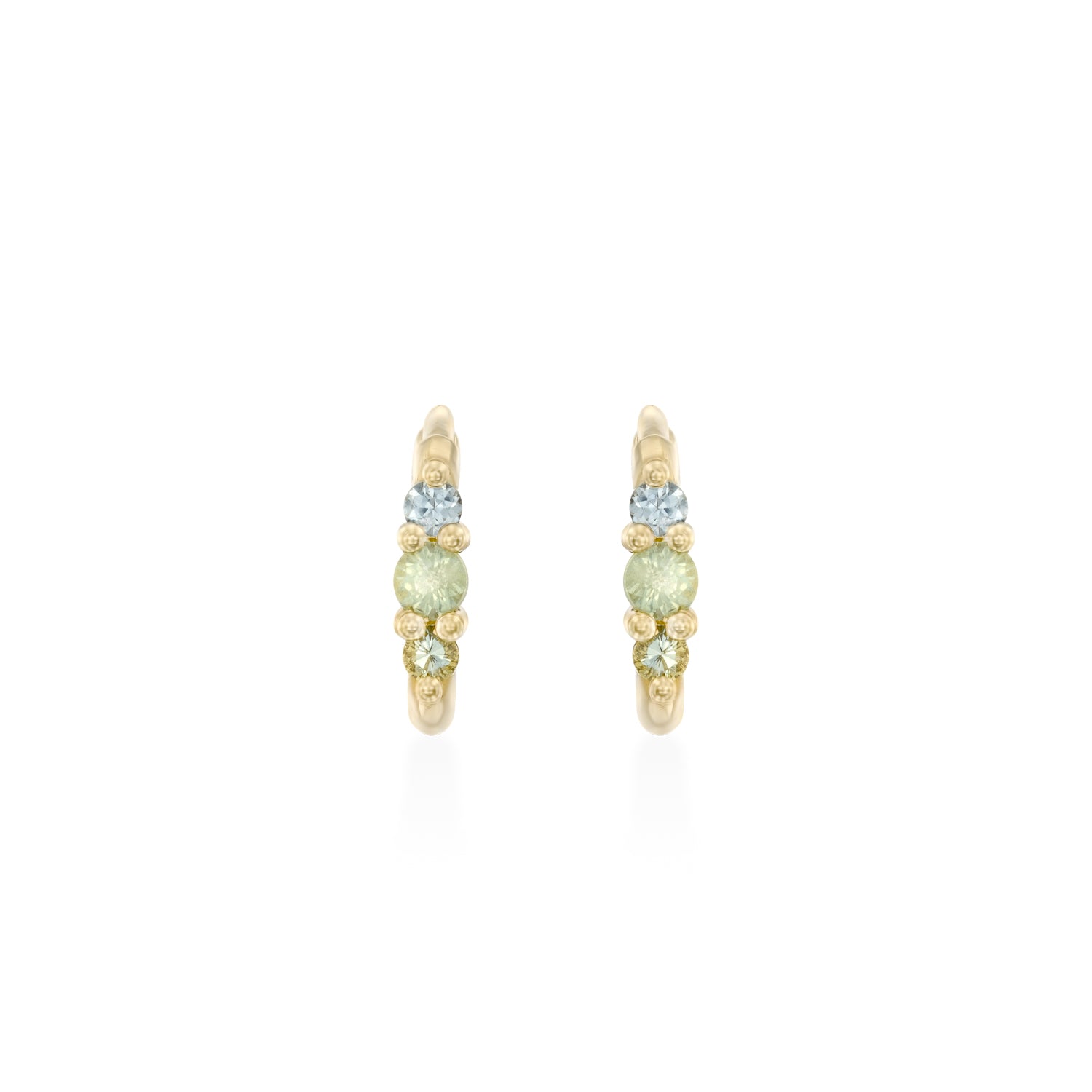 Audrey Mini Hoop Earring green rainbow sapphires