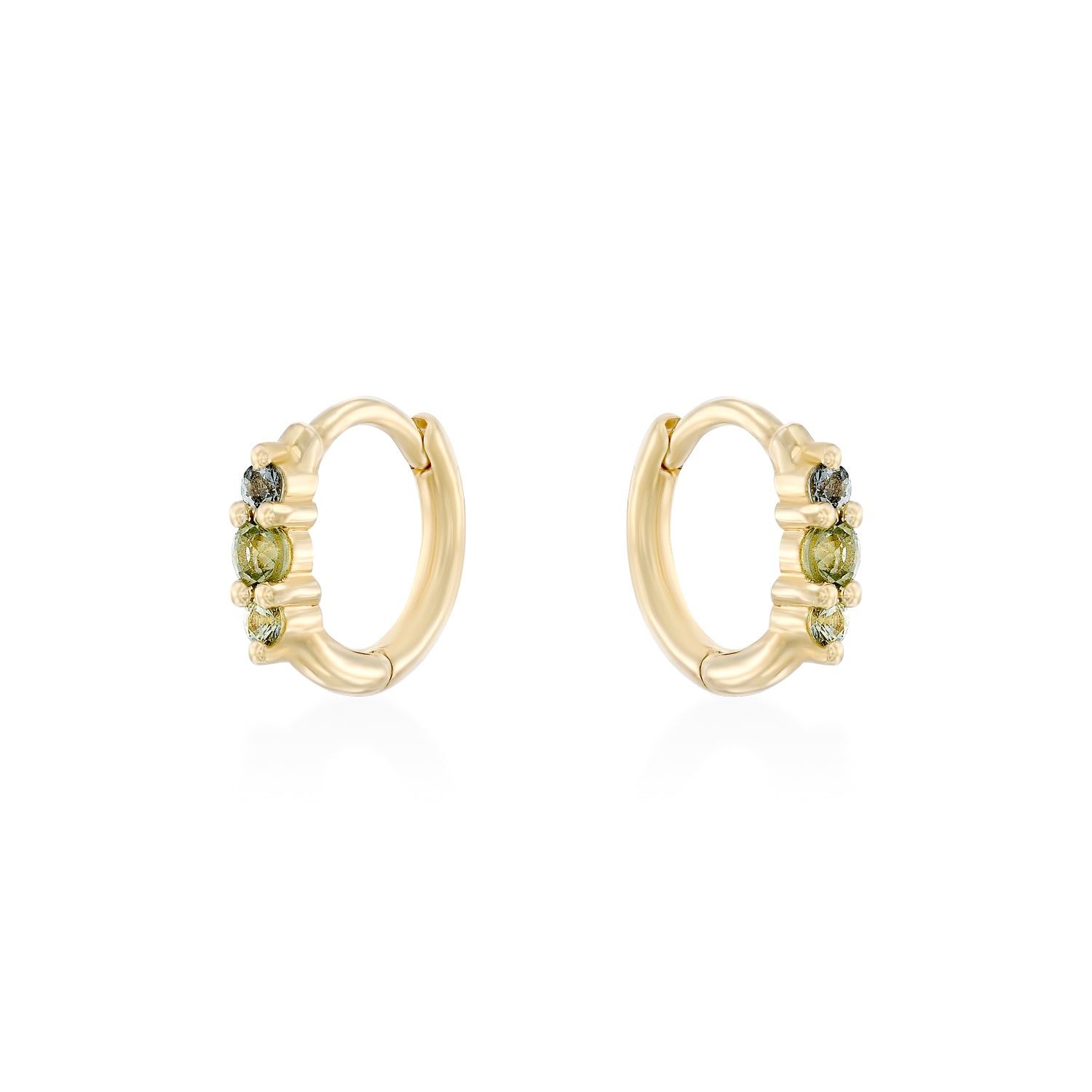 Audrey Mini Hoop Earrings green rainbow sapphires