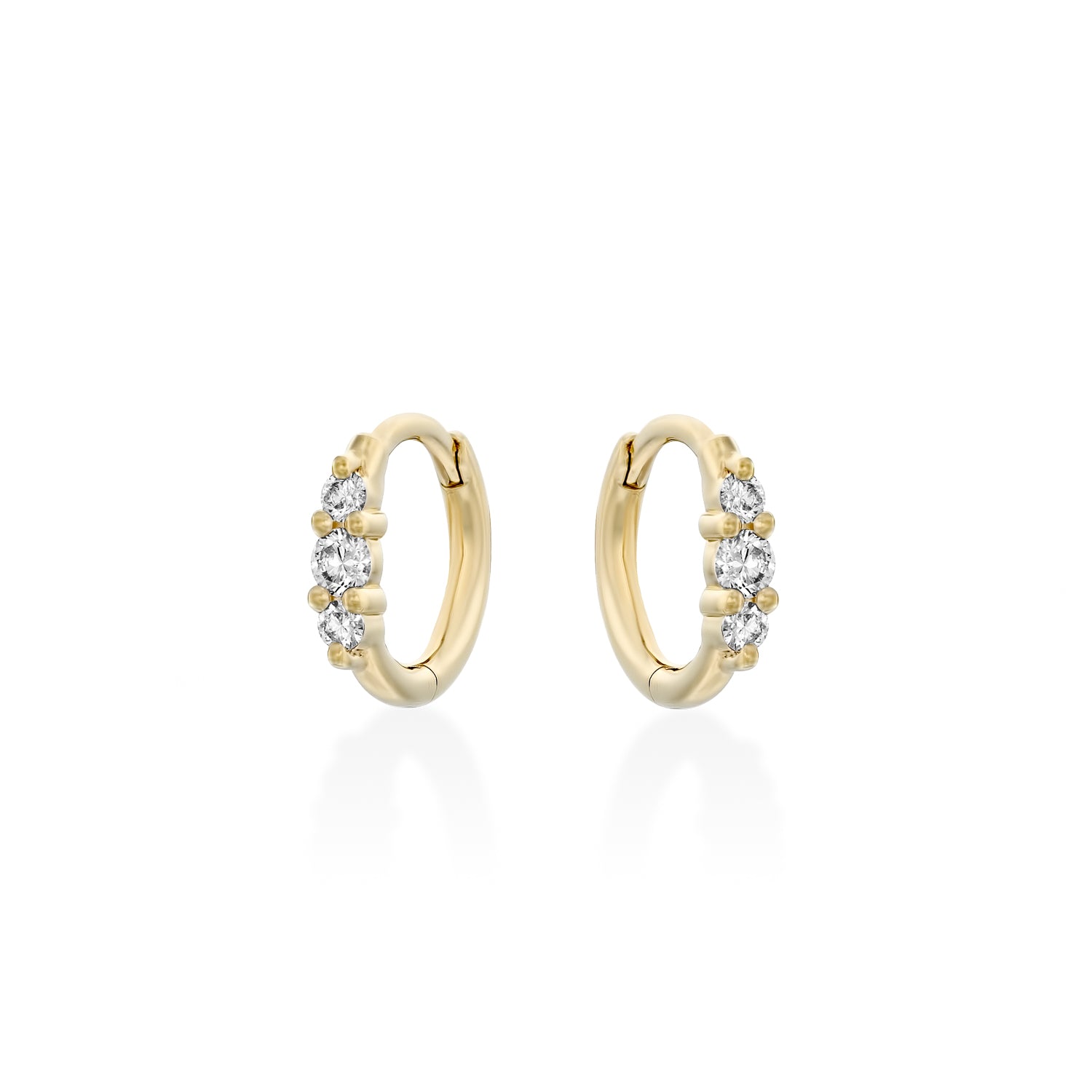 Audrey Mini Hoop Earrings with White Diamonds