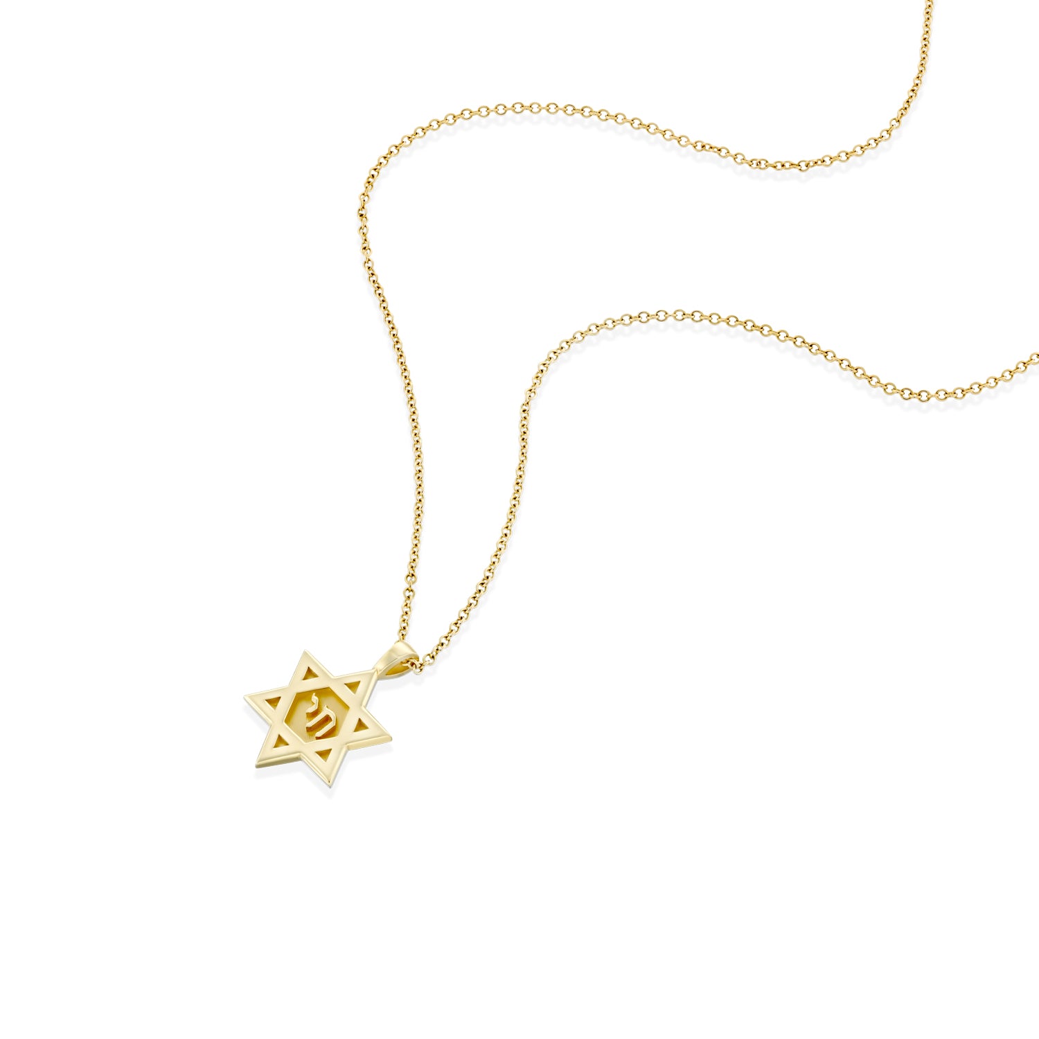 Star Of David Gold Necklace with Hebrew Letters