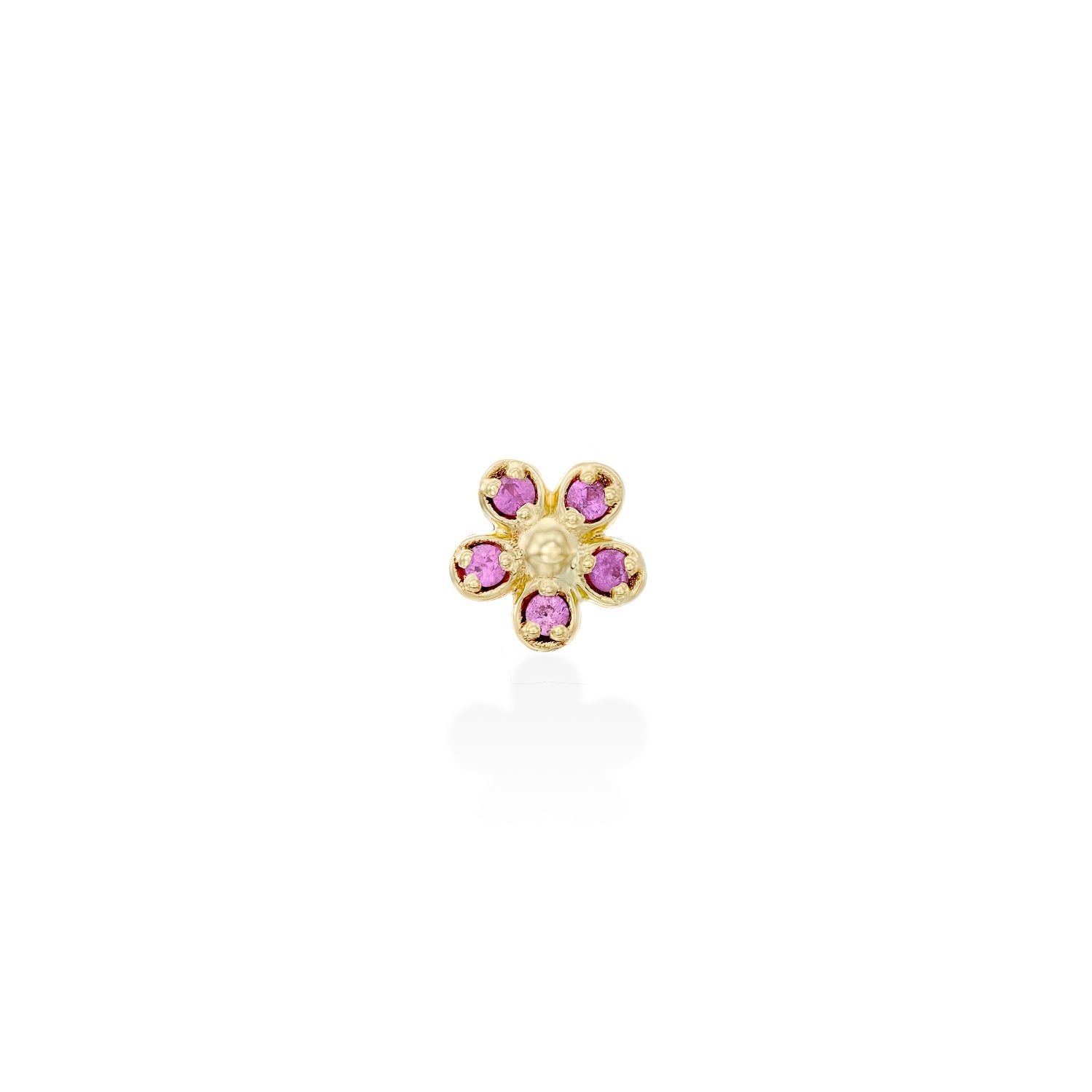 Flower Gold Earrings Pink Sapphire