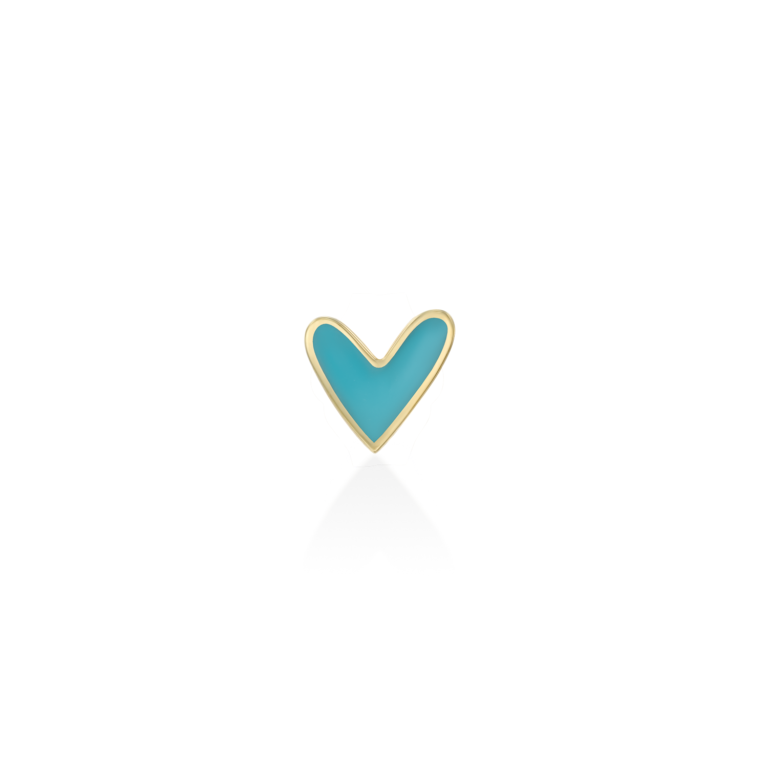 Turquoise Heart Gold Enamel Earring