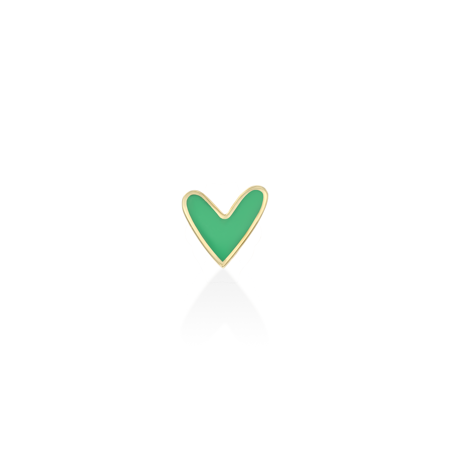 Green Heart Gold Enamel Earring