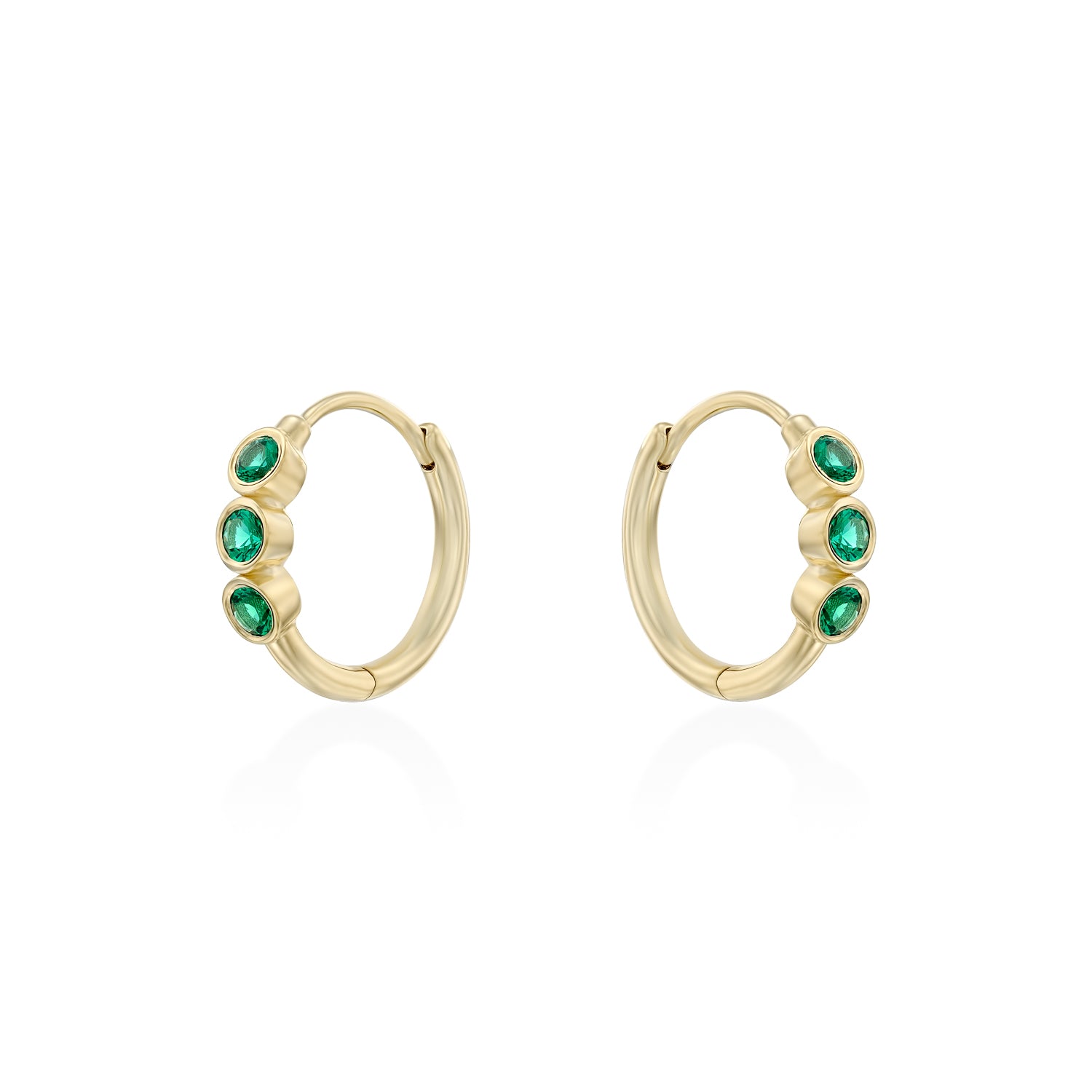 Alin Hoop Gold Earring with Emerald