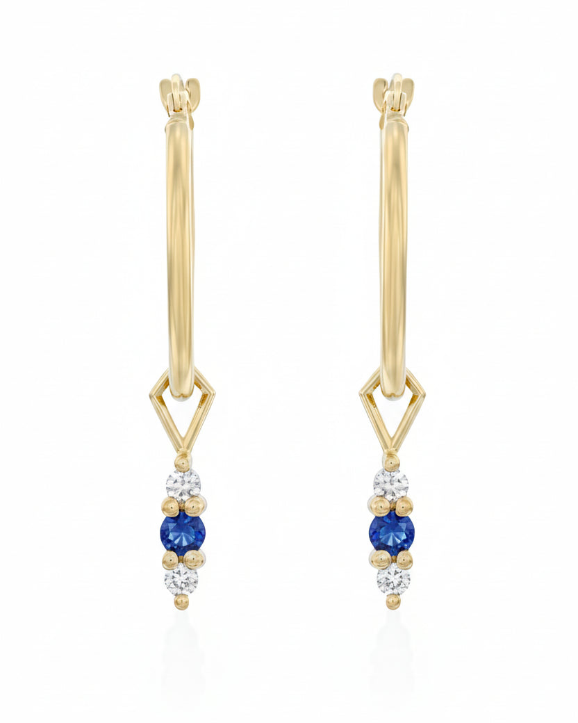 Audrey charm Sapphire and white diamonds