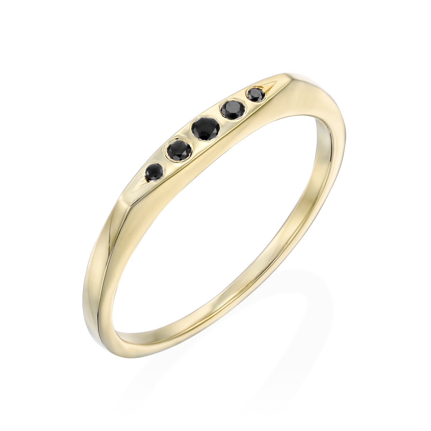 Jackie Gold Ring Five black Diamonds