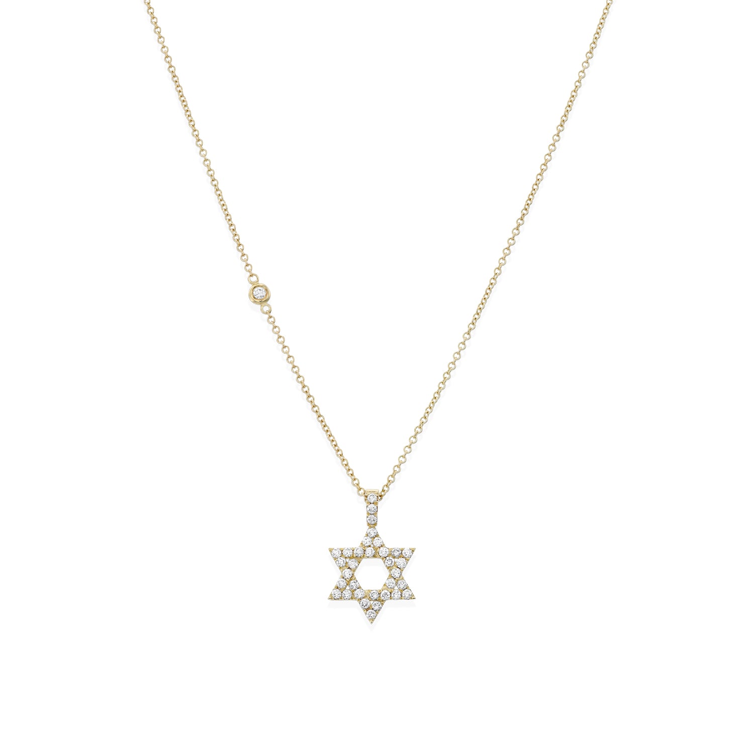 Star Of David Gold Necklace With White Diamonds